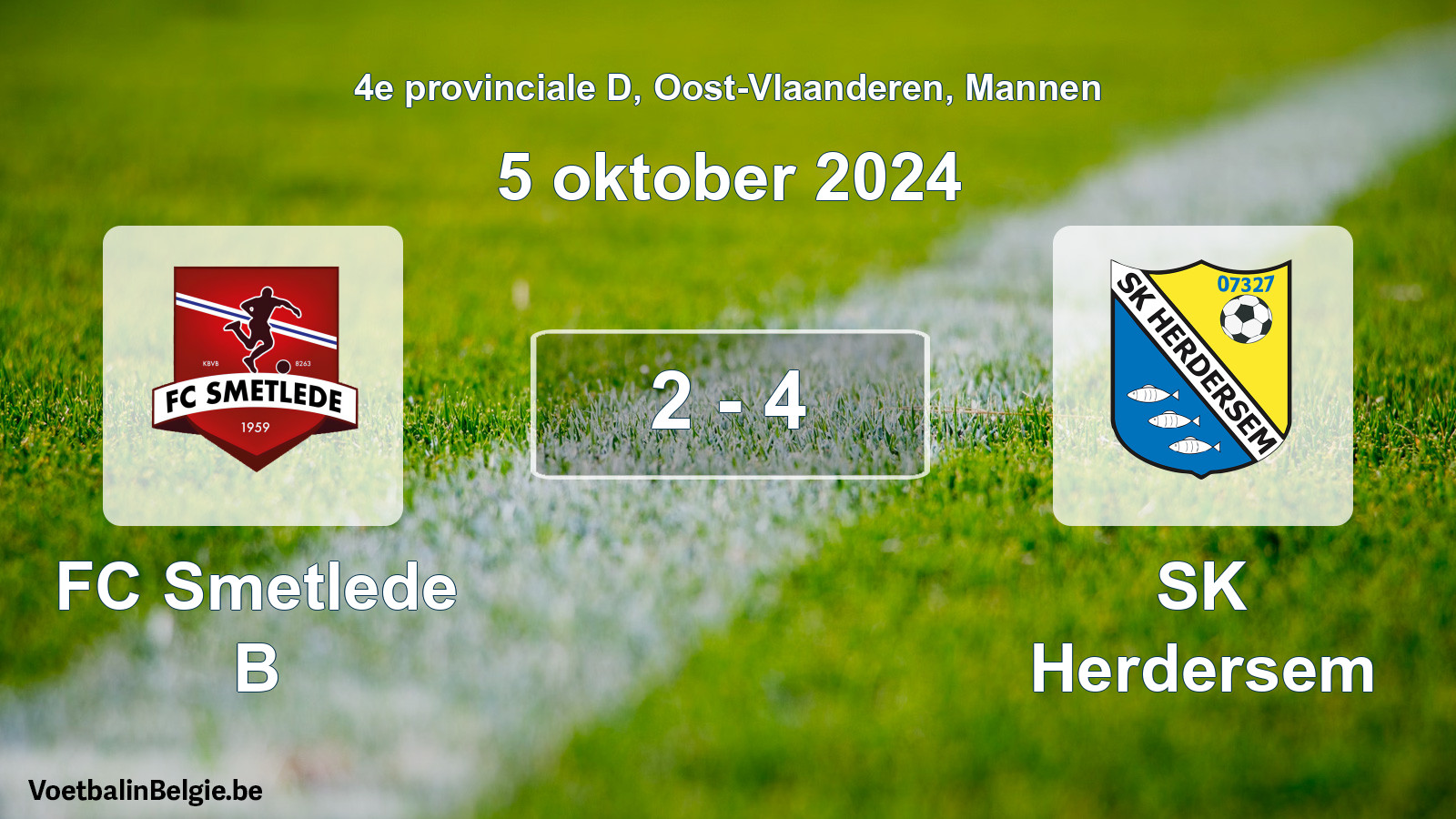 Gespeelde wedstrijd mannenvoetbal: FC Smetlede B - SK Herdersem 2 - 4 (5 oktober 2024)