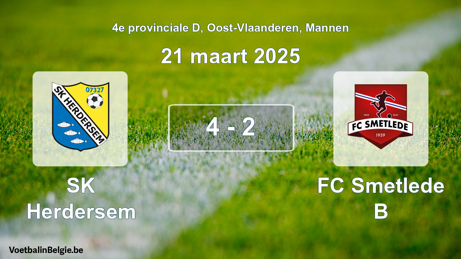 Gespeelde wedstrijd mannenvoetbal: SK Herdersem - FC Smetlede B 4 - 2 (21 maart 2025)