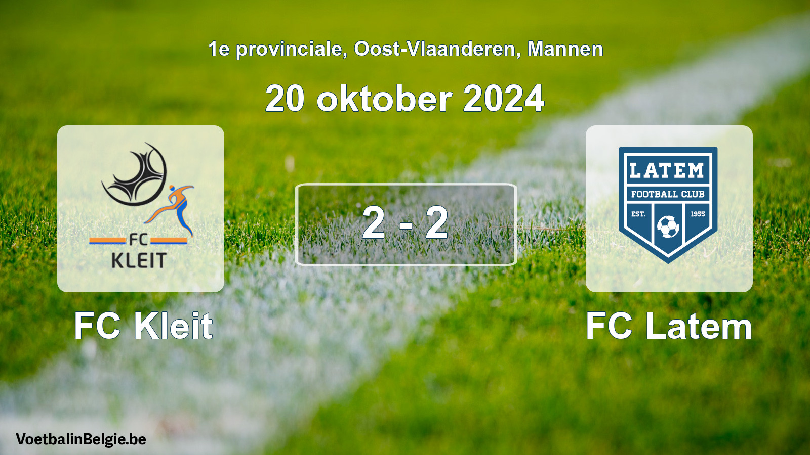 Gespeelde wedstrijd mannenvoetbal: FC Kleit - FC Latem 2 - 2 (20 oktober 2024)