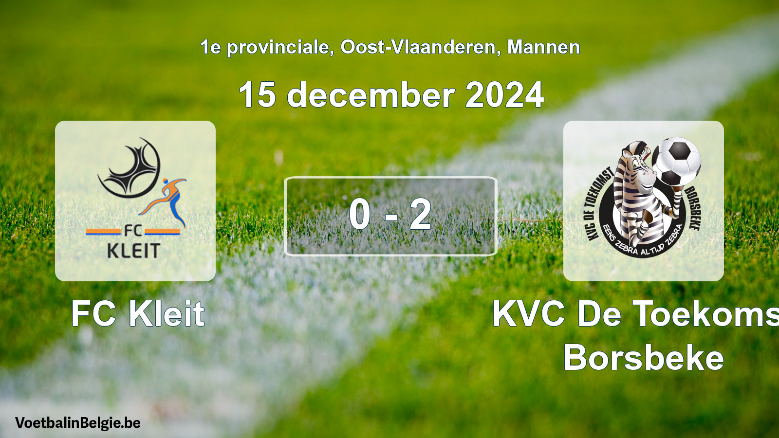 Gespeelde wedstrijd mannenvoetbal: FC Kleit - KVC De Toekomst Borsbeke 0 - 2 (15 december 2024)