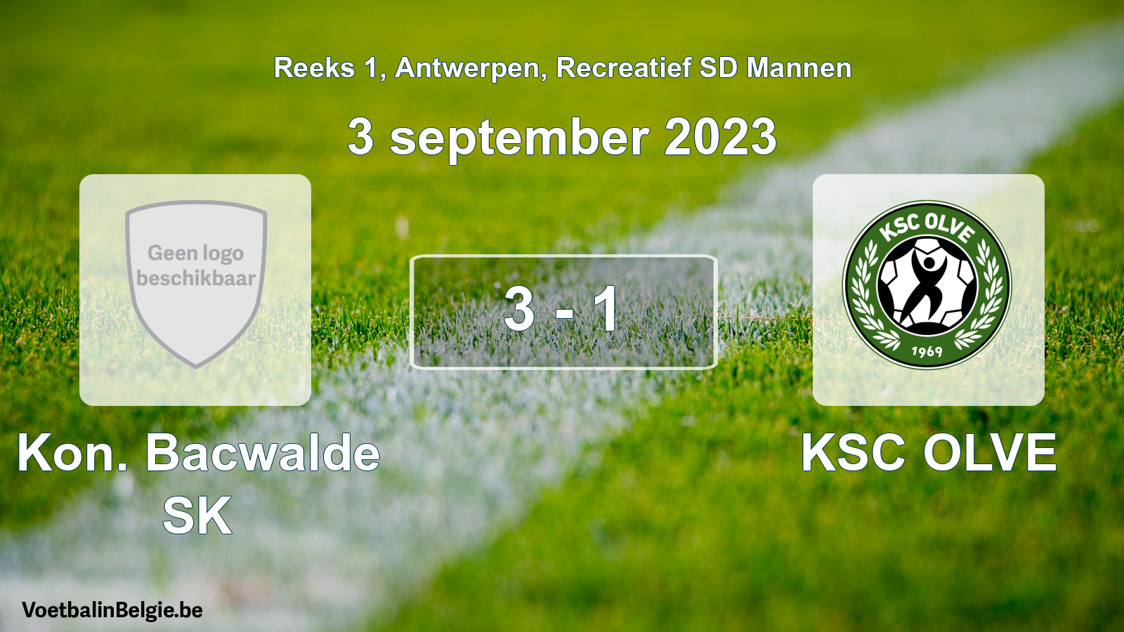 Gespeelde wedstrijd recreatiefvoetbal: Kon. Bacwalde SK - KSC OLVE 3 - 1 (3 september 2023)