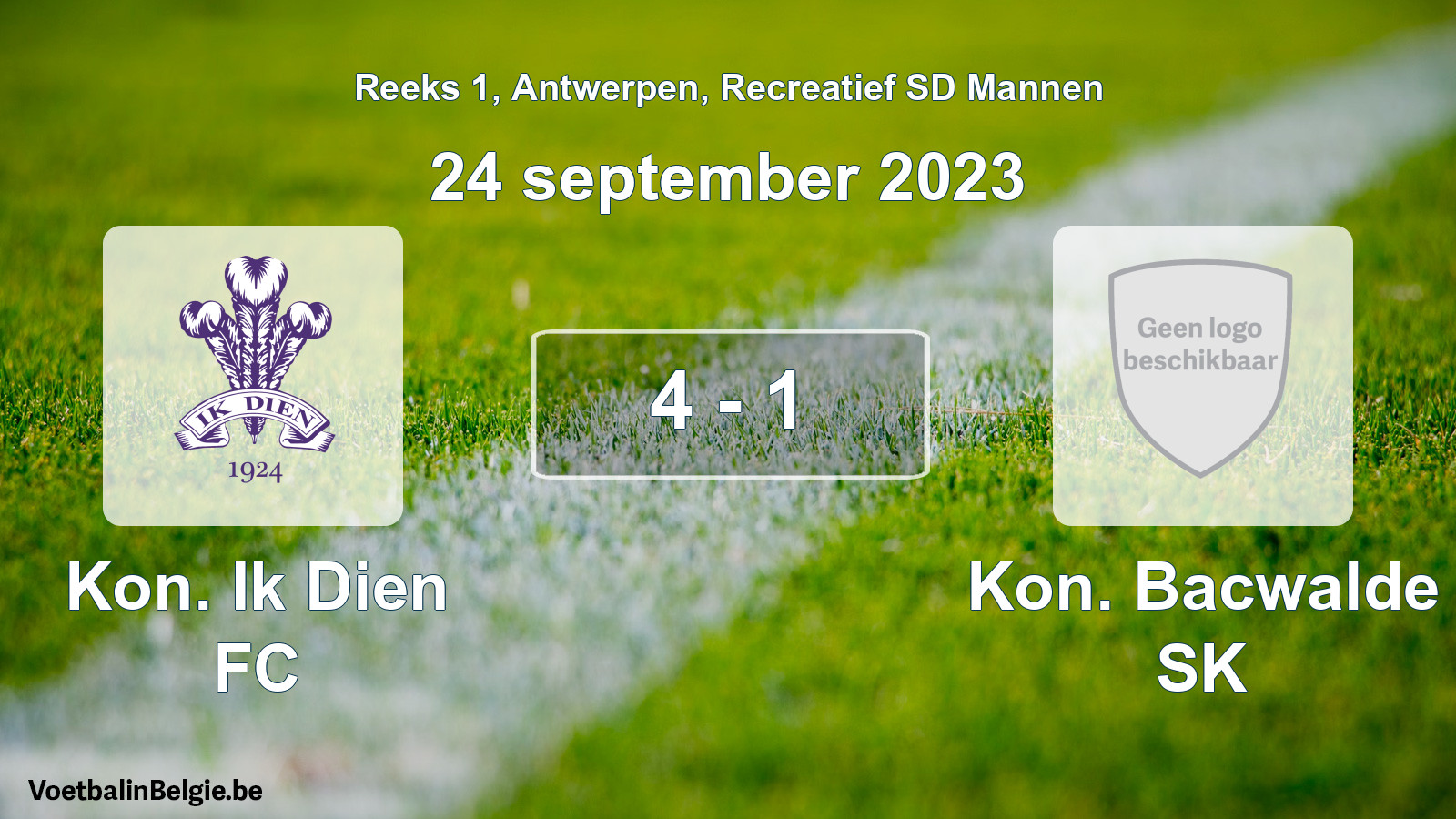 Gespeelde wedstrijd recreatiefvoetbal: Kon. Ik Dien FC - Kon. Bacwalde SK 4 - 1 (24 september 2023)