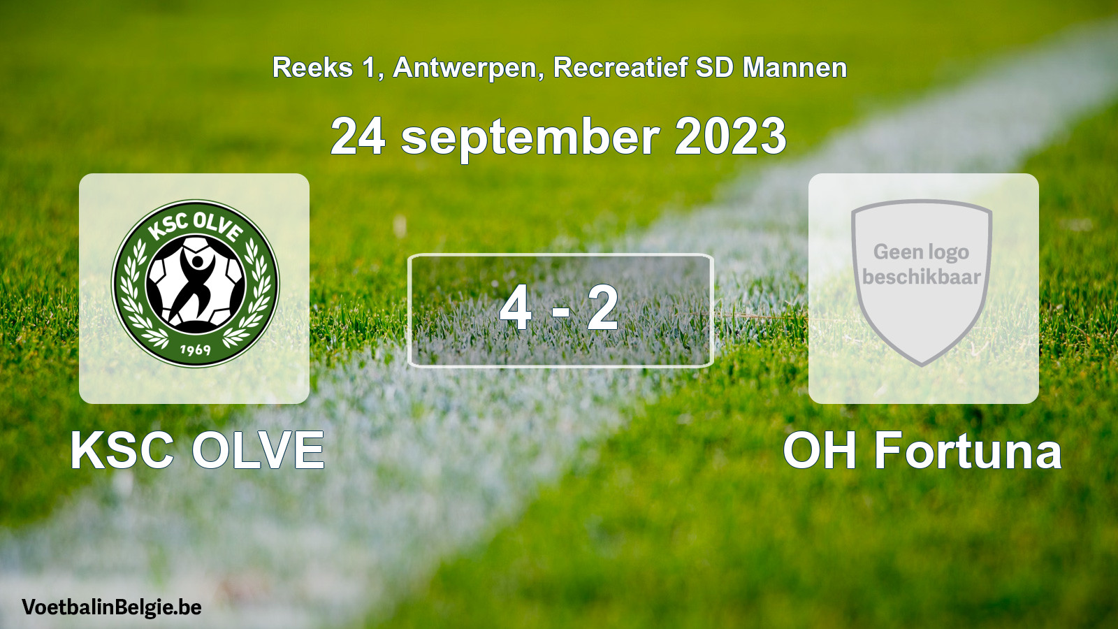 Gespeelde wedstrijd recreatiefvoetbal: KSC OLVE - OH Fortuna 4 - 2 (24 september 2023)
