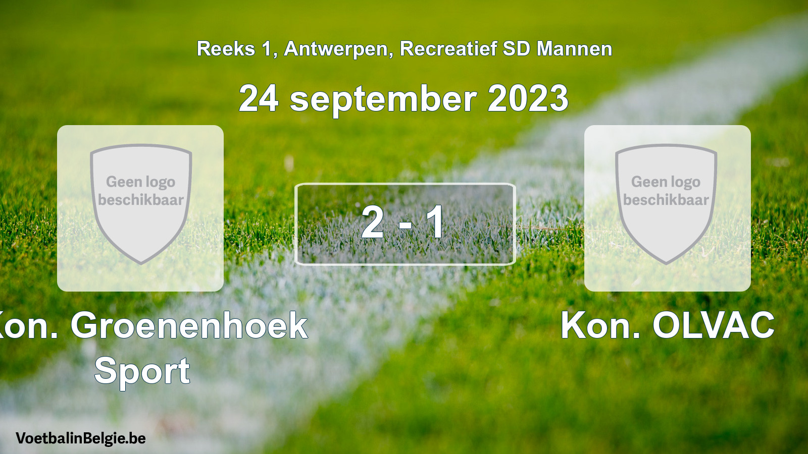 Gespeelde wedstrijd recreatiefvoetbal: Kon. Groenenhoek Sport - Kon. OLVAC 2 - 1 (24 september 2023)