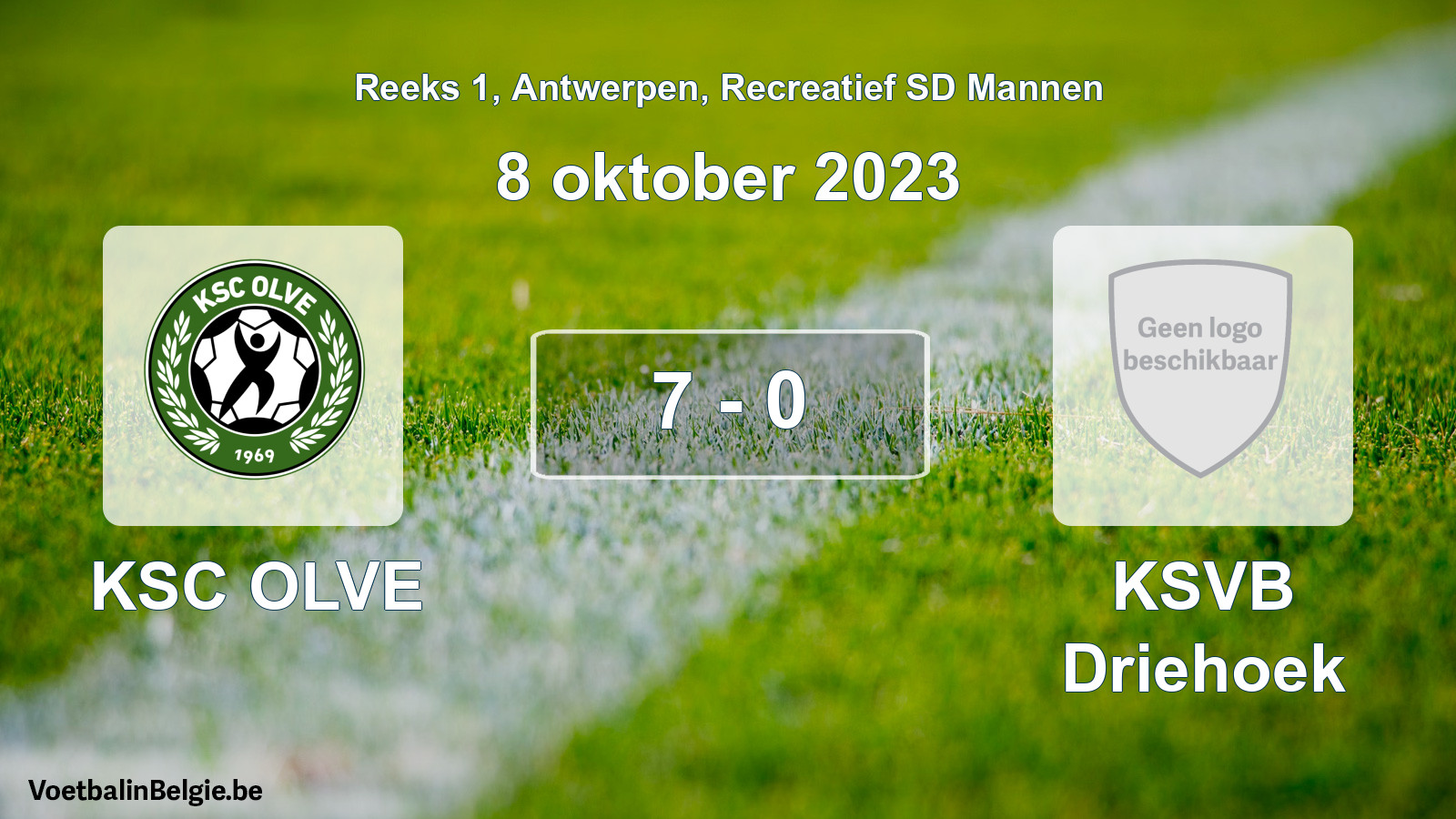 Gespeelde wedstrijd recreatiefvoetbal: KSC OLVE - KSVB Driehoek 7 - 0 (8 oktober 2023)