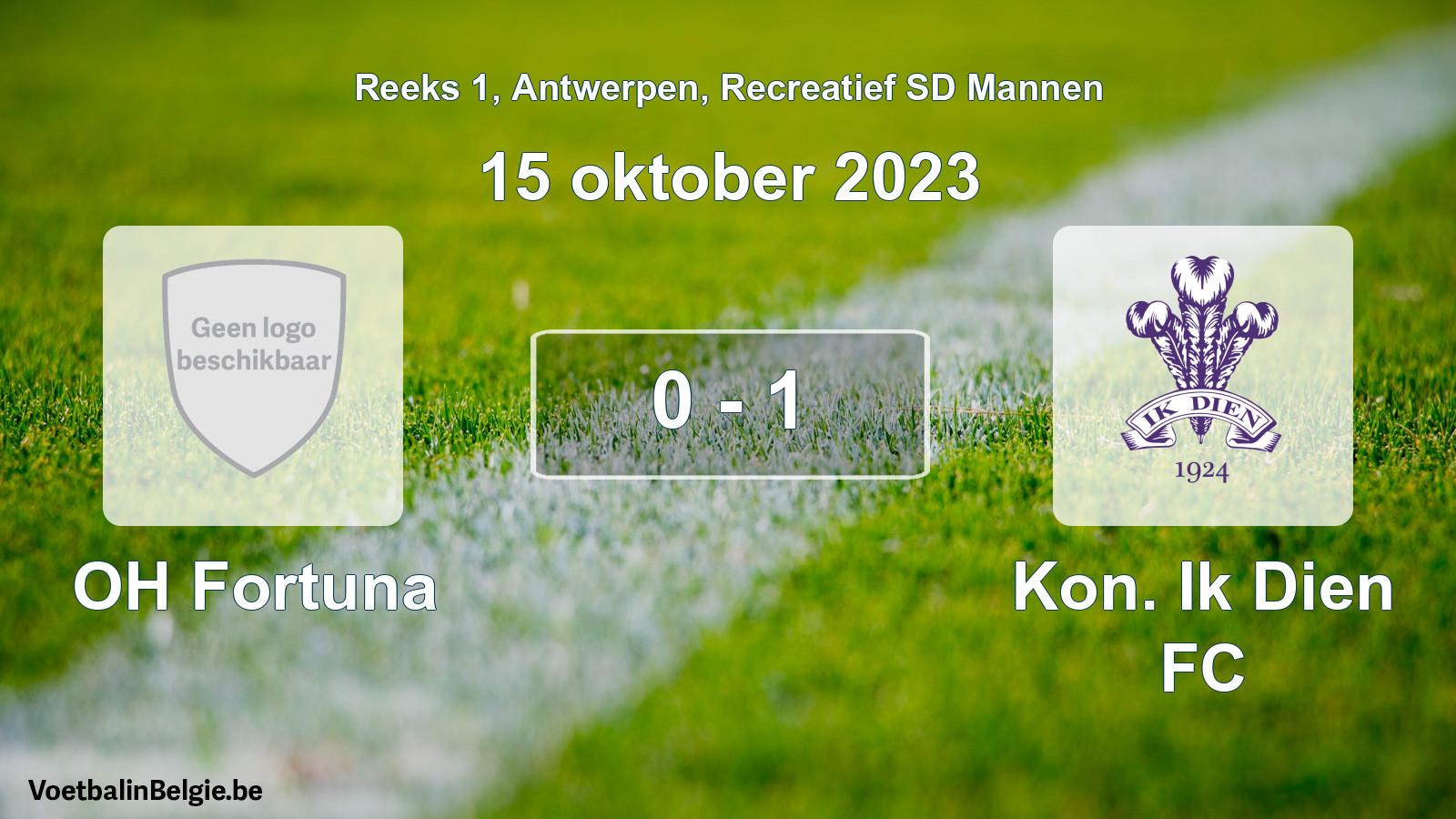 Gespeelde wedstrijd recreatiefvoetbal: OH Fortuna - Kon. Ik Dien FC 0 - 1 (15 oktober 2023)