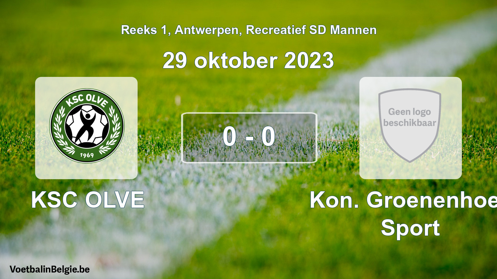 Gespeelde wedstrijd recreatiefvoetbal: KSC OLVE - Kon. Groenenhoek Sport 0 - 0 (29 oktober 2023)