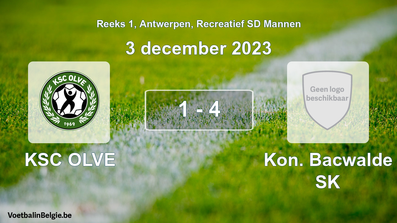 Gespeelde wedstrijd recreatiefvoetbal: KSC OLVE - Kon. Bacwalde SK 1 - 4 (3 december 2023)