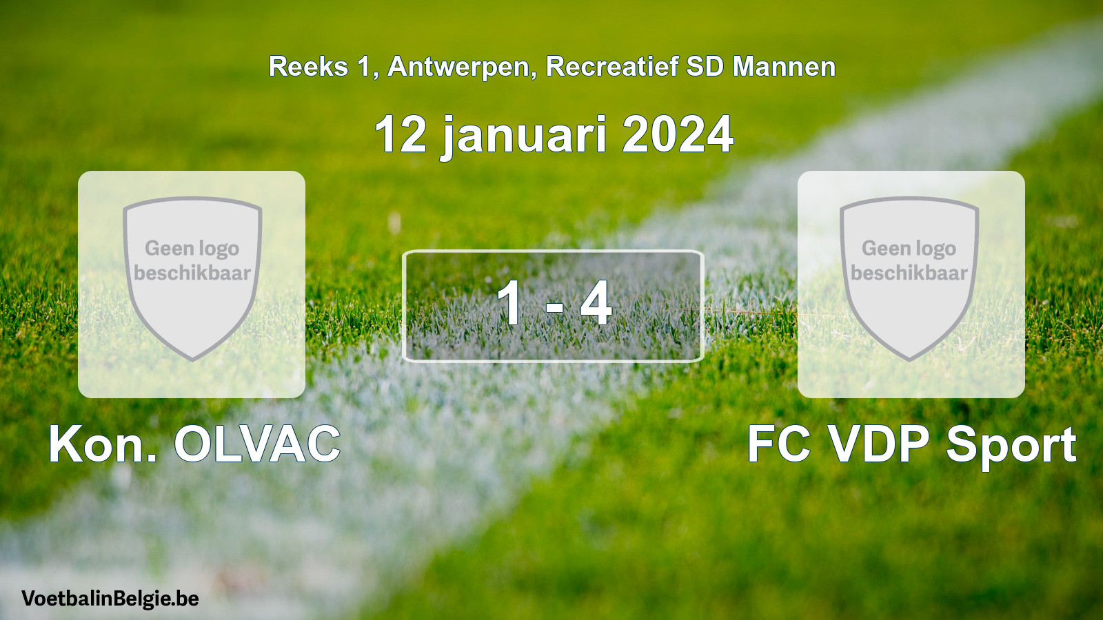 Gespeelde wedstrijd recreatiefvoetbal: Kon. OLVAC - FC VDP Sport 1 - 4 (12 januari 2024)