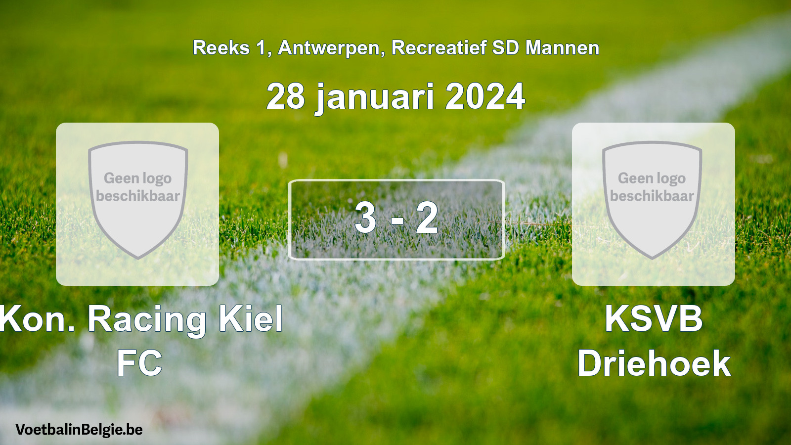 Gespeelde wedstrijd recreatiefvoetbal: Kon. Racing Kiel FC - KSVB Driehoek 3 - 2 (28 januari 2024)