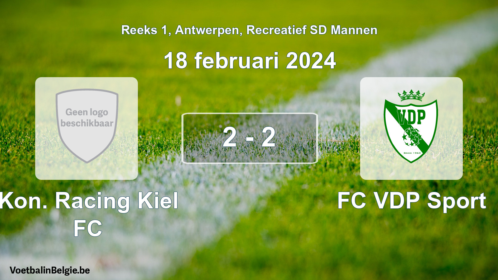 Played match recreational sd men football: Kon. Racing Kiel FC - FC VDP Sport 2 - 2 (18 February 2024)