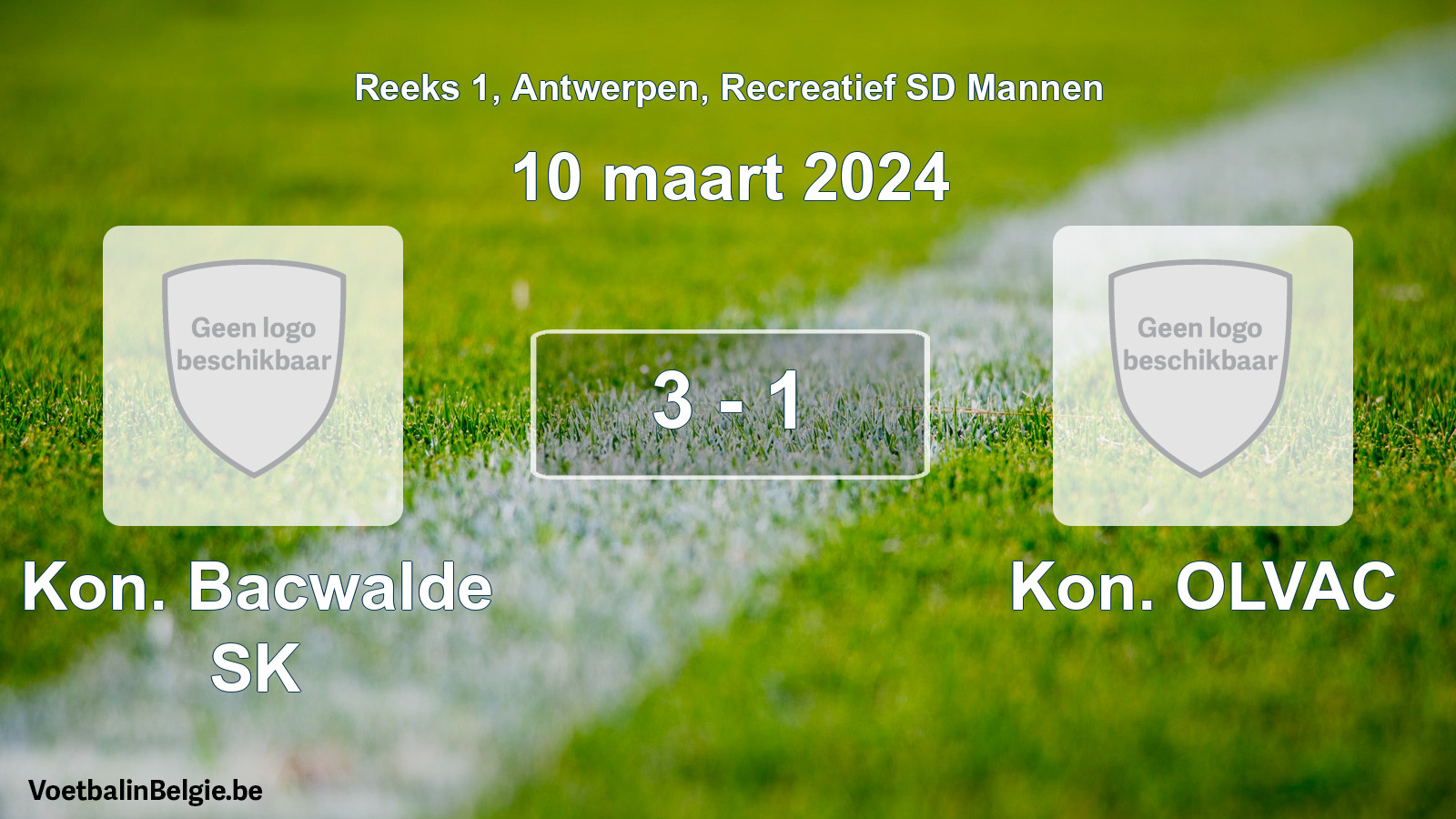Gespeelde wedstrijd recreatiefvoetbal: Kon. Bacwalde SK - Kon. OLVAC 3 - 1 (10 maart 2024)