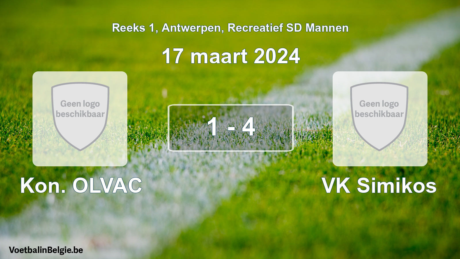 Gespeelde wedstrijd recreatiefvoetbal: Kon. OLVAC - VK Simikos 1 - 4 (17 maart 2024)