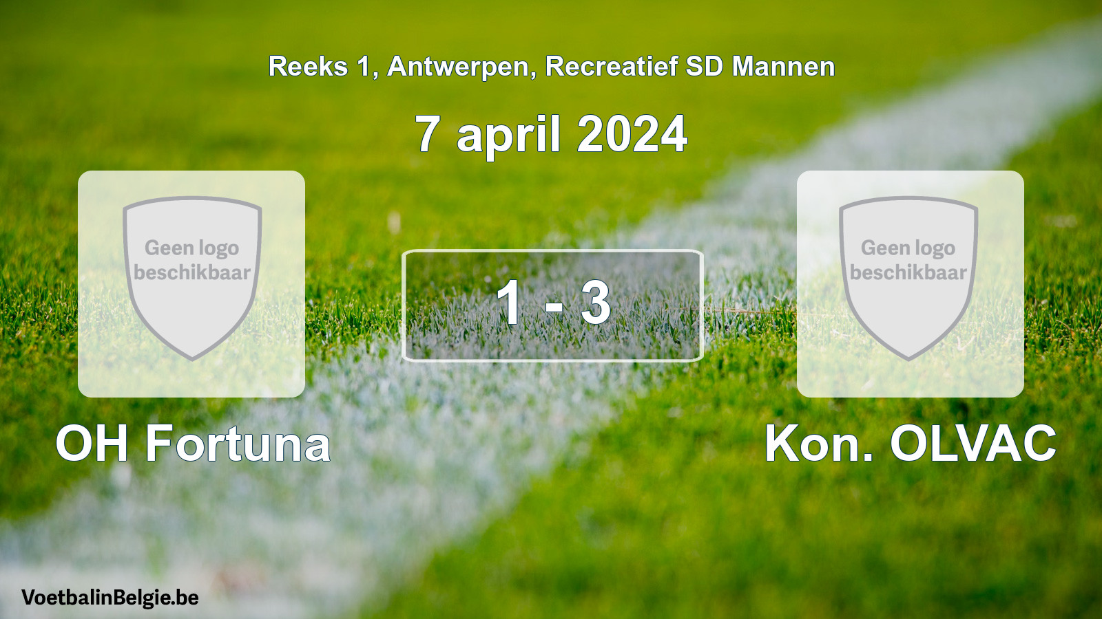 Gespeelde wedstrijd recreatiefvoetbal: OH Fortuna - Kon. OLVAC 1 - 3 (7 april 2024)