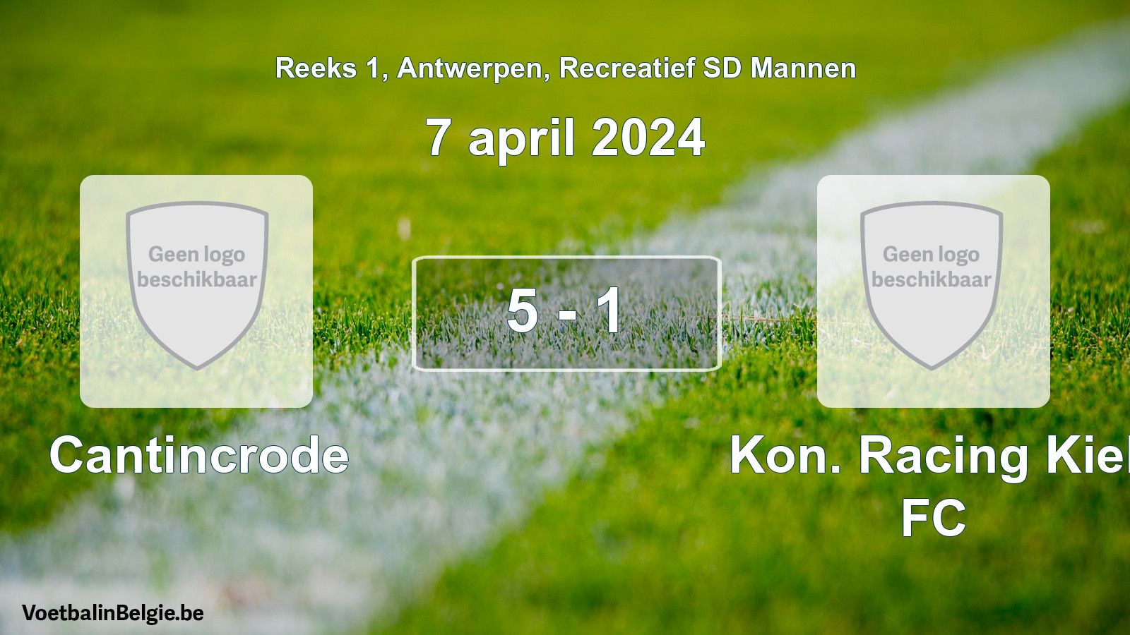 Gespeelde wedstrijd recreatiefvoetbal: Cantincrode - Kon. Racing Kiel FC 5 - 1 (7 april 2024)