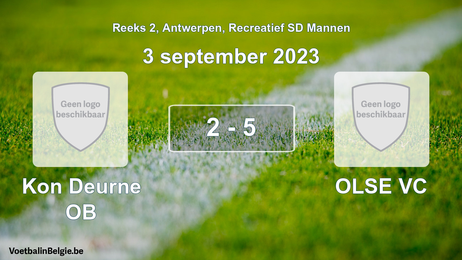Gespeelde wedstrijd recreatiefvoetbal: Kon Deurne OB - OLSE VC 2 - 5 (3 september 2023)