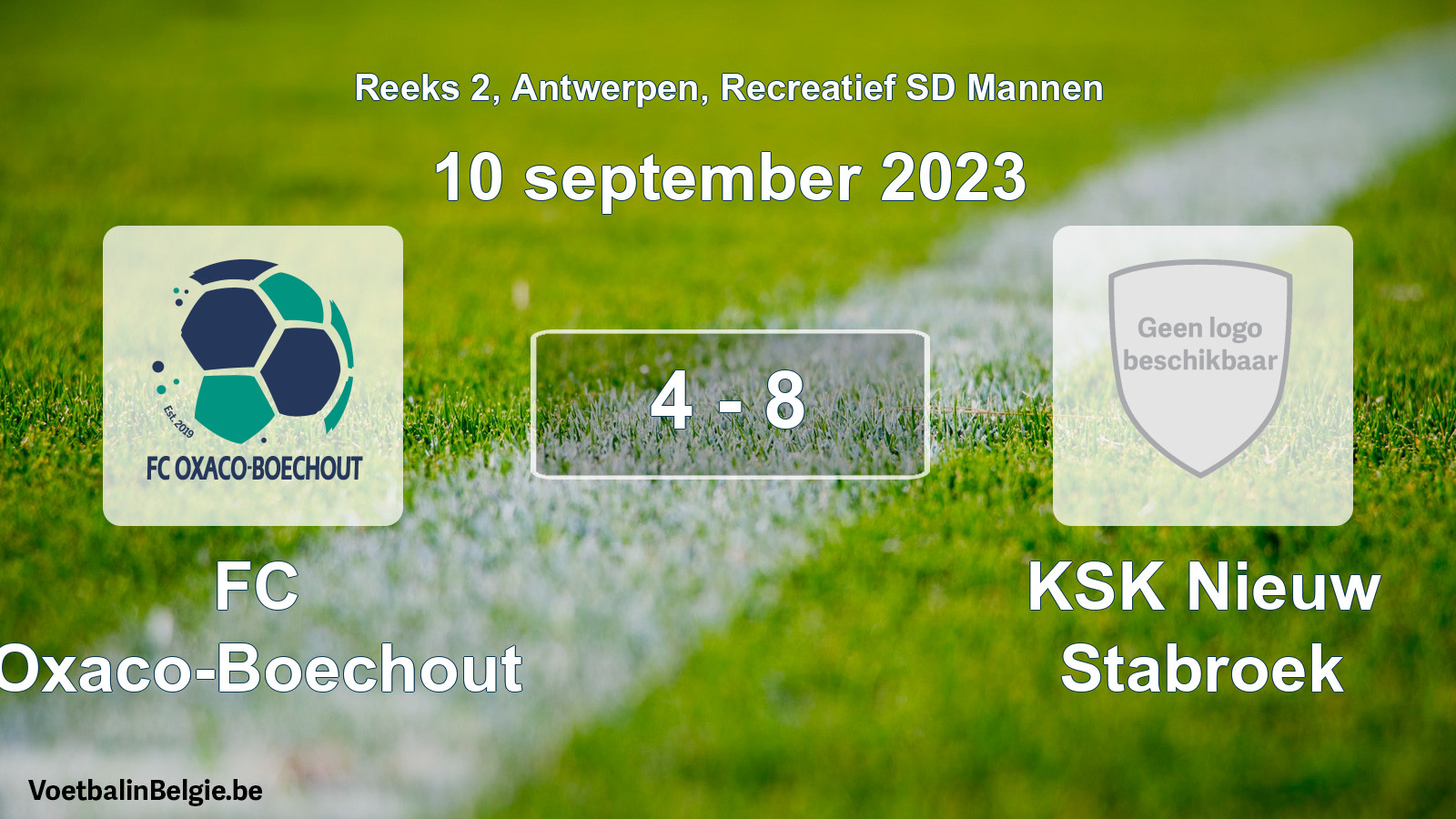 Gespeelde wedstrijd recreatiefvoetbal: FC Oxaco-Boechout - KSK Nieuw Stabroek 4 - 8 (10 september 2023)