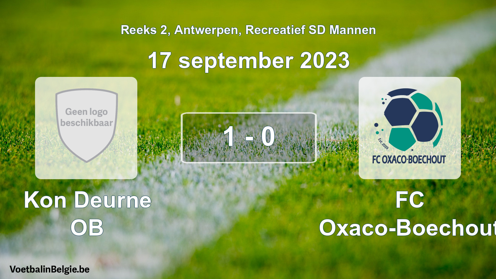 Played match recreational sd men football: Kon Deurne OB - FC Oxaco-Boechout 1 - 0 (17 September 2023)
