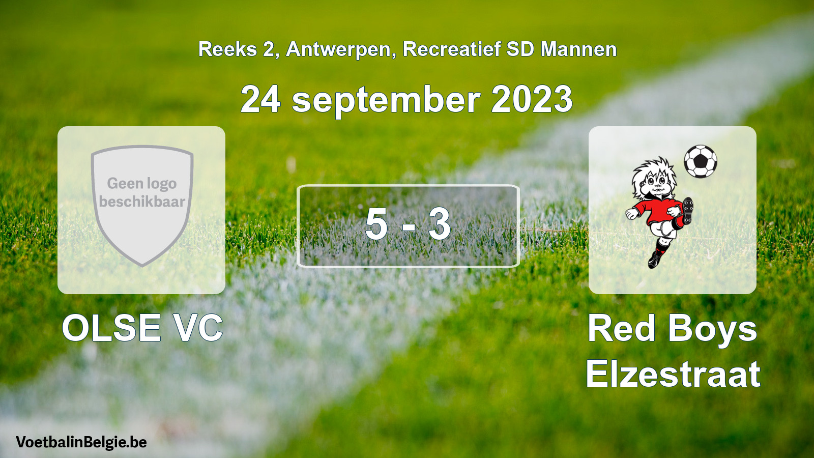 Played match recreational sd men football: OLSE VC - Red Boys Elzestraat 5 - 3 (24 September 2023)
