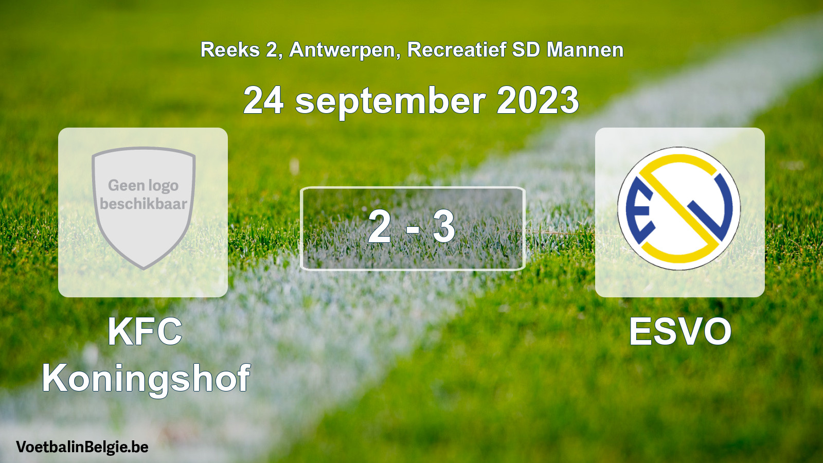 Gespeelde wedstrijd recreatiefvoetbal: KFC Koningshof - ESVO 2 - 3 (24 september 2023)