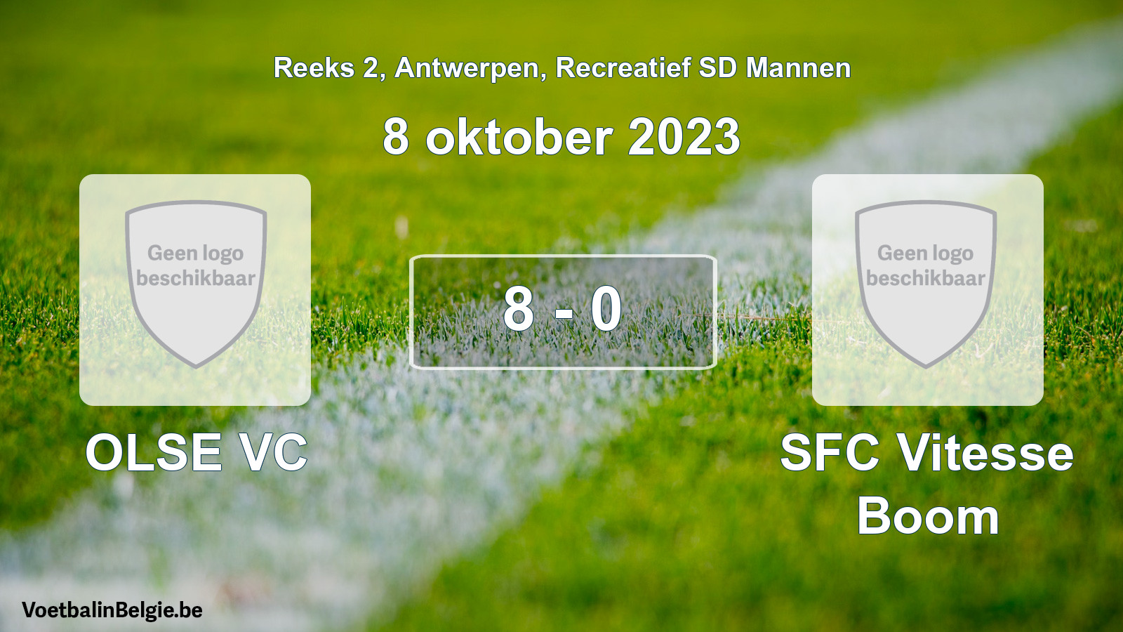 Gespeelde wedstrijd recreatiefvoetbal: OLSE VC - SFC Vitesse Boom 8 - 0 (8 oktober 2023)