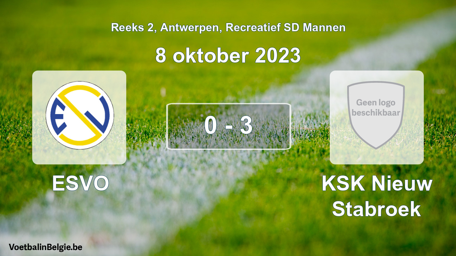 Gespeelde wedstrijd recreatiefvoetbal: ESVO - KSK Nieuw Stabroek 0 - 3 (8 oktober 2023)