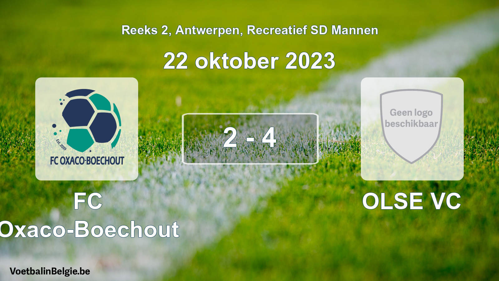 Gespeelde wedstrijd recreatiefvoetbal: FC Oxaco-Boechout - OLSE VC 2 - 4 (22 oktober 2023)