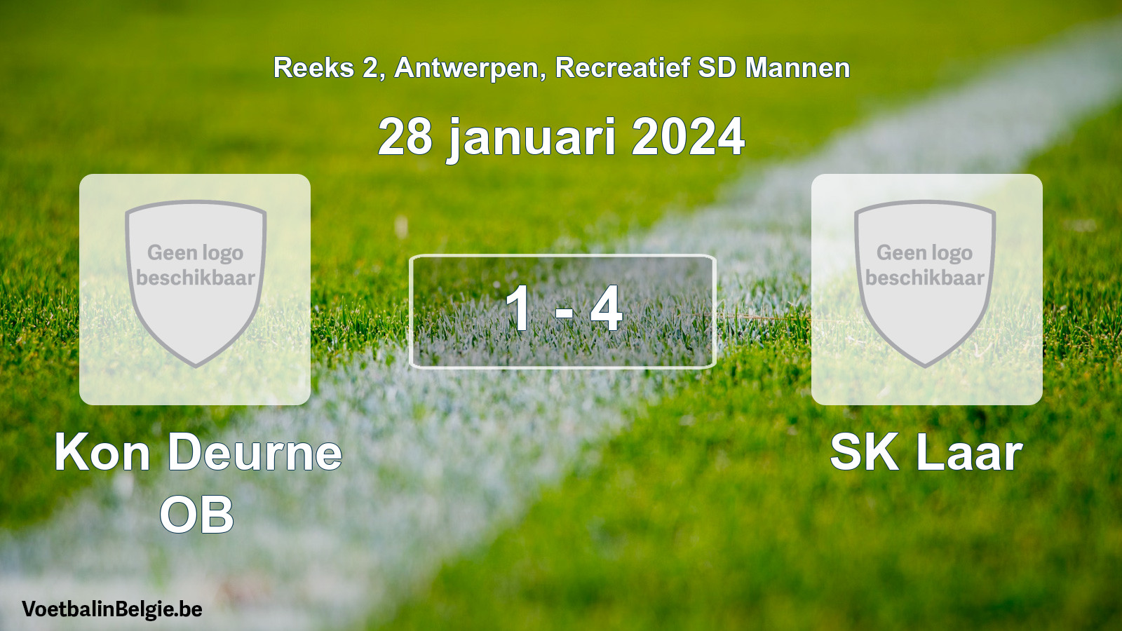 Gespeelde wedstrijd recreatiefvoetbal: Kon Deurne OB - SK Laar 1 - 4 (28 januari 2024)
