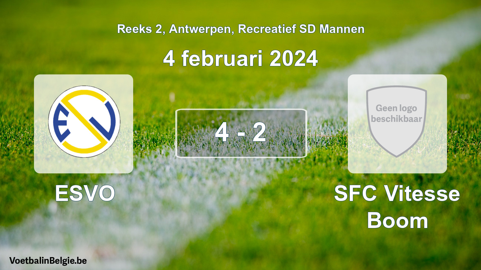 Gespeelde wedstrijd recreatiefvoetbal: ESVO - SFC Vitesse Boom 4 - 2 (4 februari 2024)