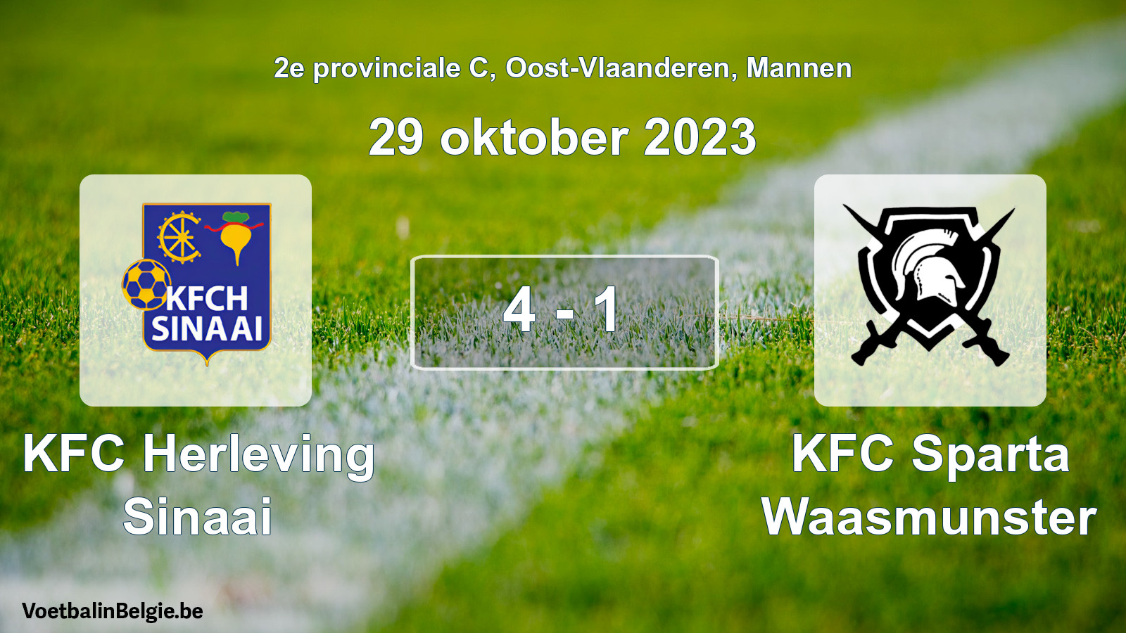Gespeelde wedstrijd mannenvoetbal: KFC Herleving Sinaai - KFC Sparta Waasmunster 4 - 1 (29 oktober 2023)