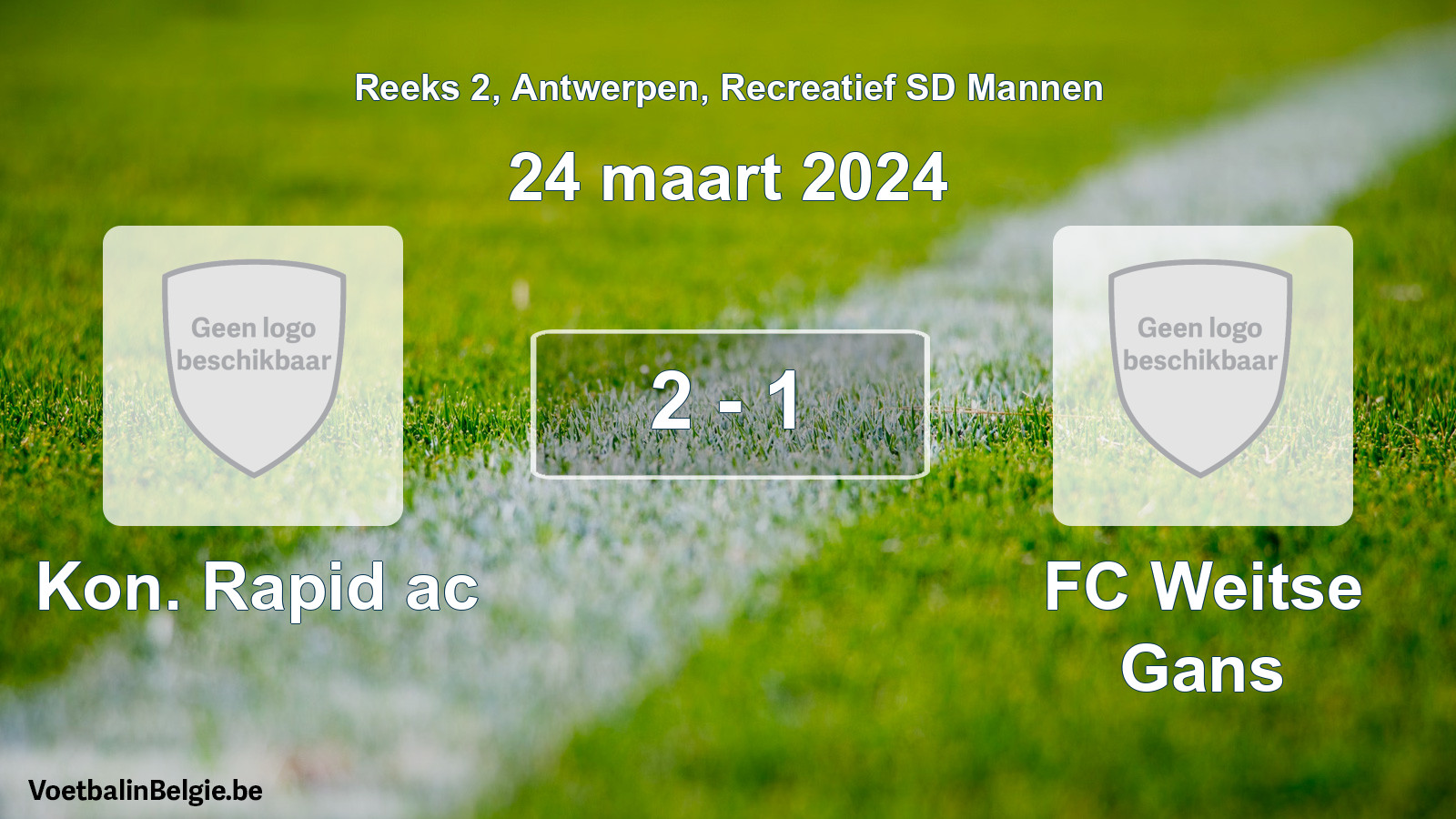 Gespeelde wedstrijd recreatiefvoetbal: Kon. Rapid ac - FC Weitse Gans 2 - 1 (24 maart 2024)