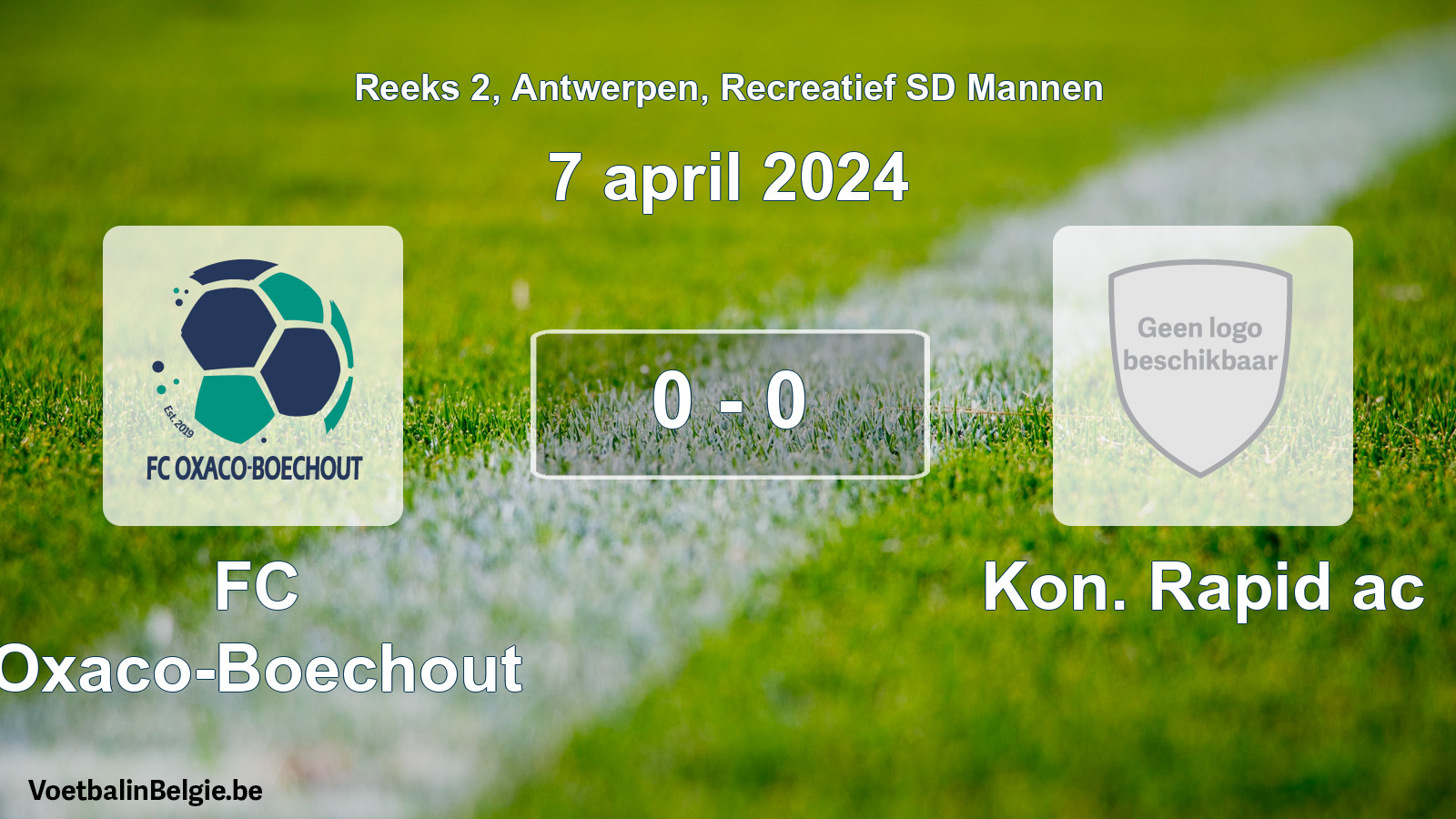 Gespeelde wedstrijd recreatiefvoetbal: FC Oxaco-Boechout - Kon. Rapid ac 0 - 0 (7 april 2024)