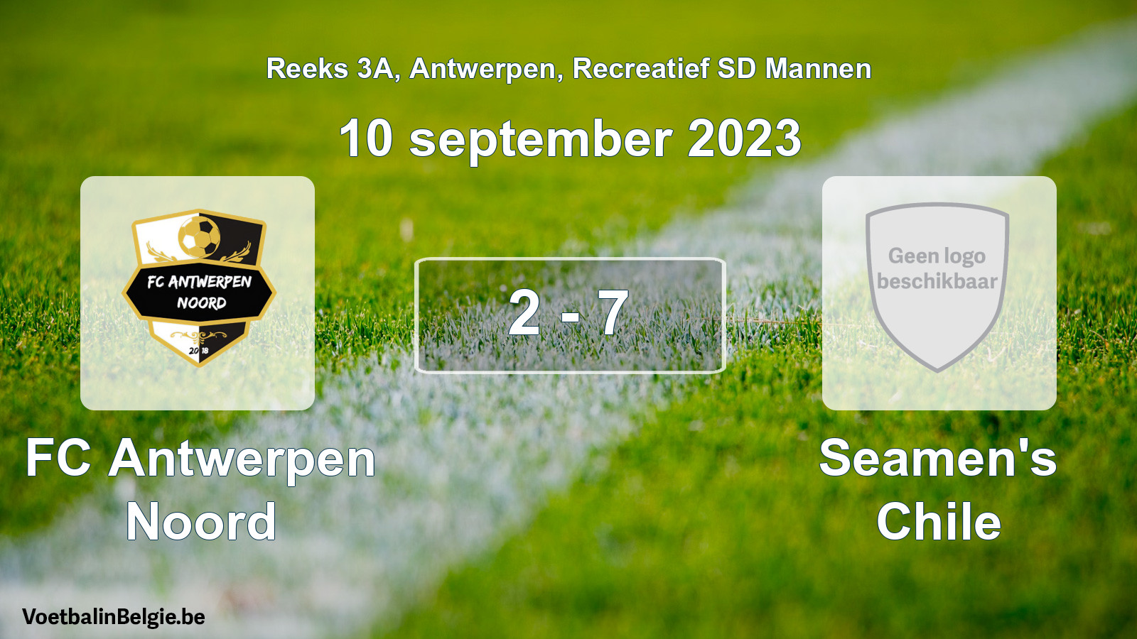 Gespeelde wedstrijd recreatiefvoetbal: FC Antwerpen Noord - Seamen's Chile 2 - 7 (10 september 2023)