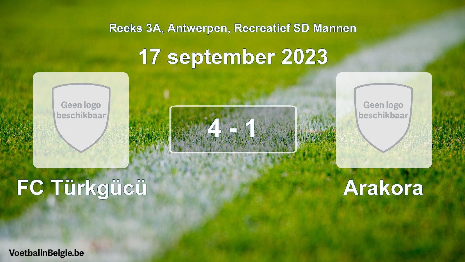 Gespeelde wedstrijd recreatiefvoetbal: FC Türkgücü - Arakora 4 - 1 (17 september 2023)