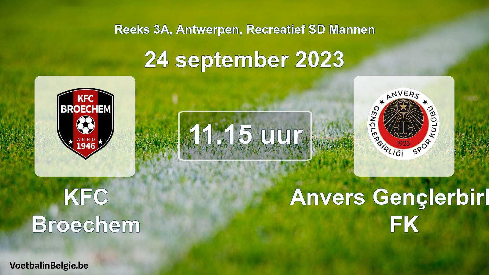 Scheduled match recreational sd men football: KFC Broechem - Anvers Gençlerbirliği FK (24 September 2023)