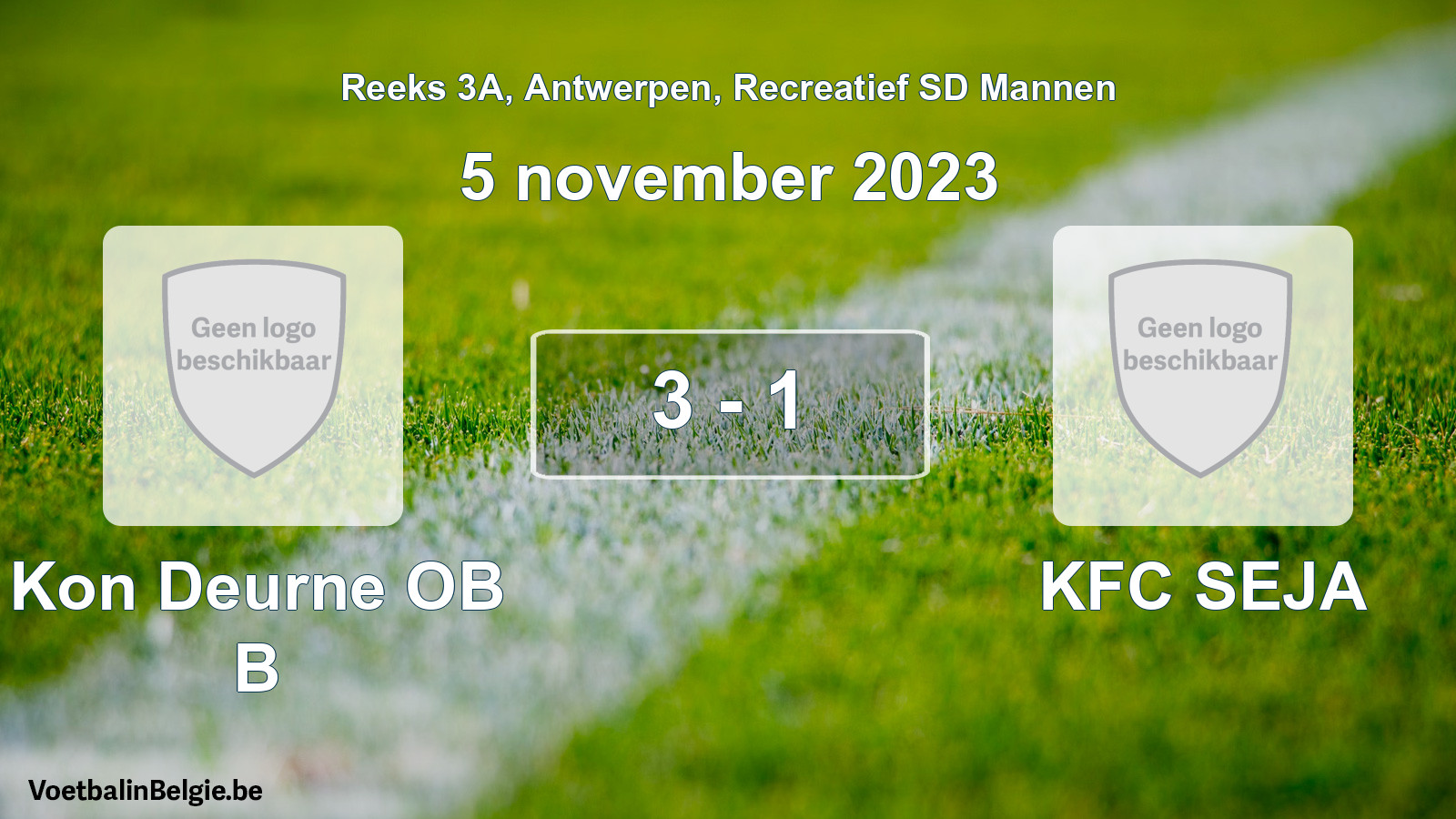 Gespeelde wedstrijd recreatiefvoetbal: Kon Deurne OB B - KFC SEJA 3 - 1 (5 november 2023)