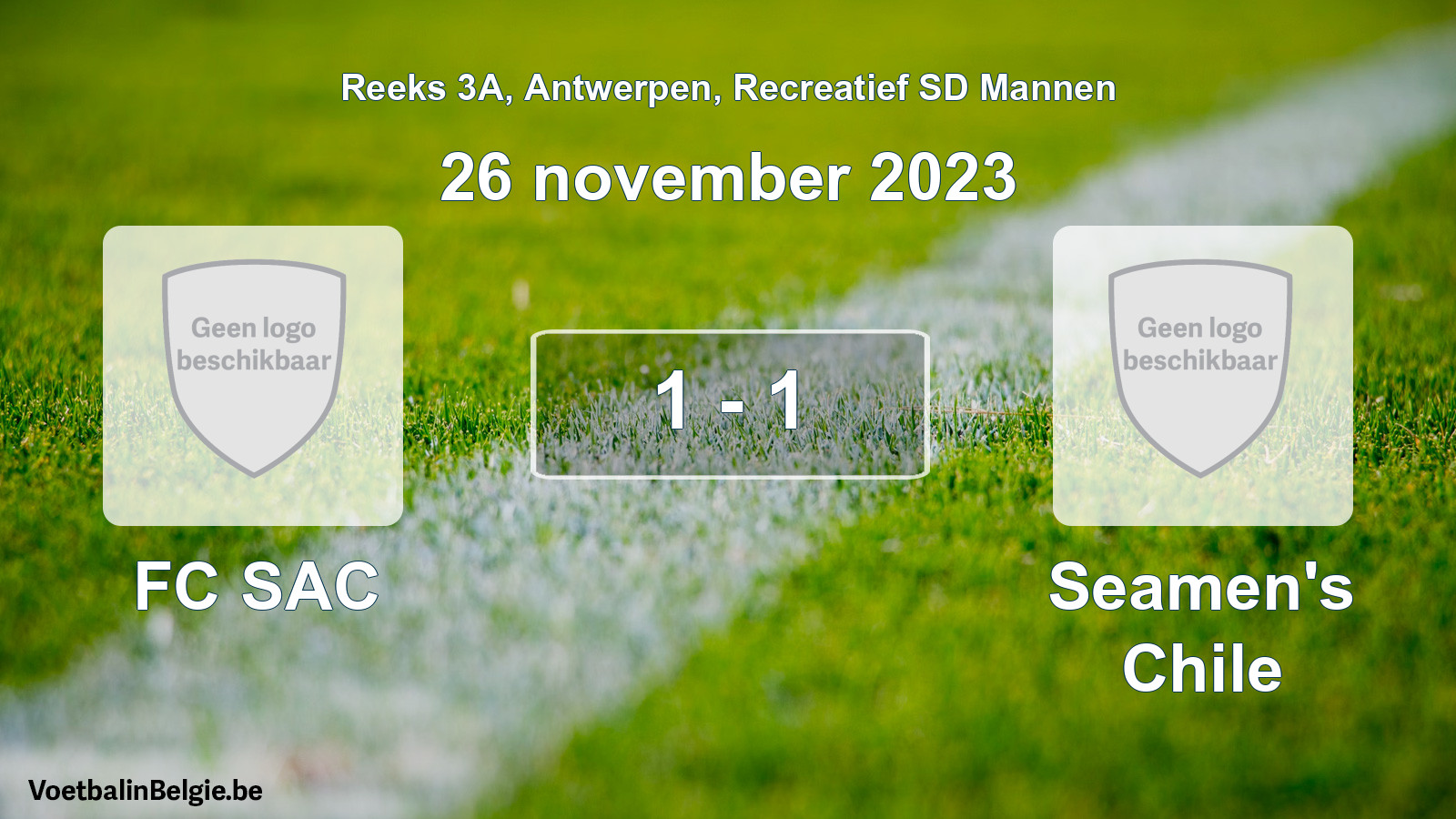 Gespeelde wedstrijd recreatiefvoetbal: FC SAC - Seamen's Chile 1 - 1 (26 november 2023)