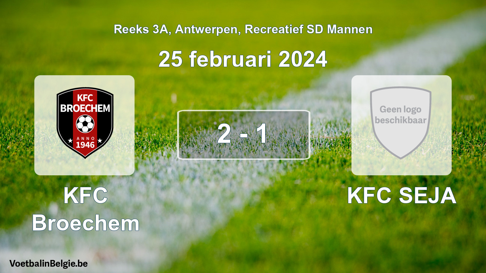 Gespeelde wedstrijd recreatiefvoetbal: KFC Broechem - KFC SEJA 2 - 1 (25 februari 2024)