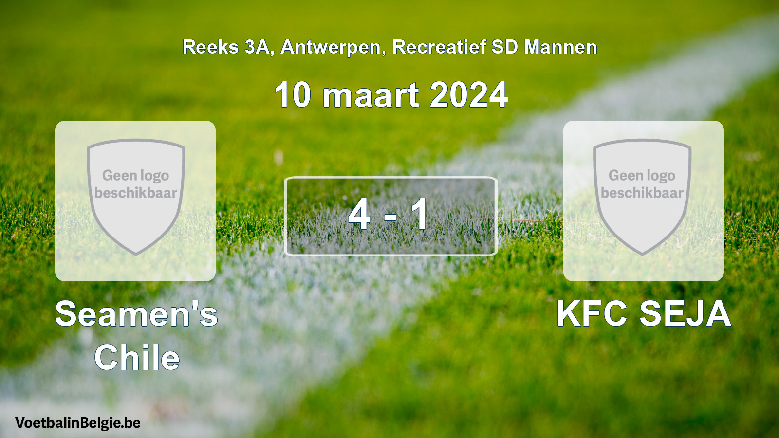 Gespeelde wedstrijd recreatiefvoetbal: Seamen's Chile - KFC SEJA 4 - 1 (10 maart 2024)