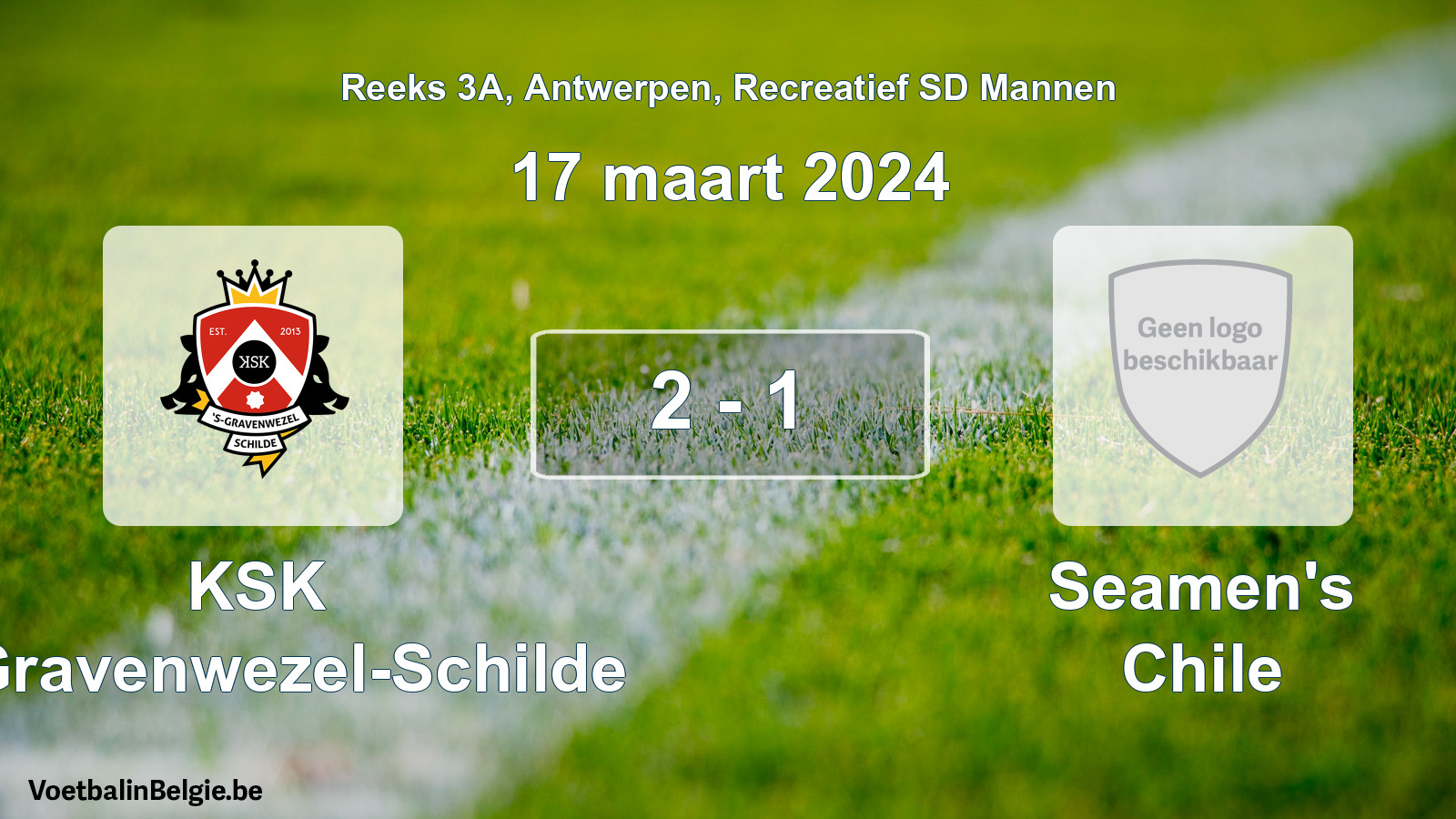 Gespeelde wedstrijd recreatiefvoetbal: KSK 's-Gravenwezel-Schilde - Seamen's Chile 2 - 1 (17 maart 2024)
