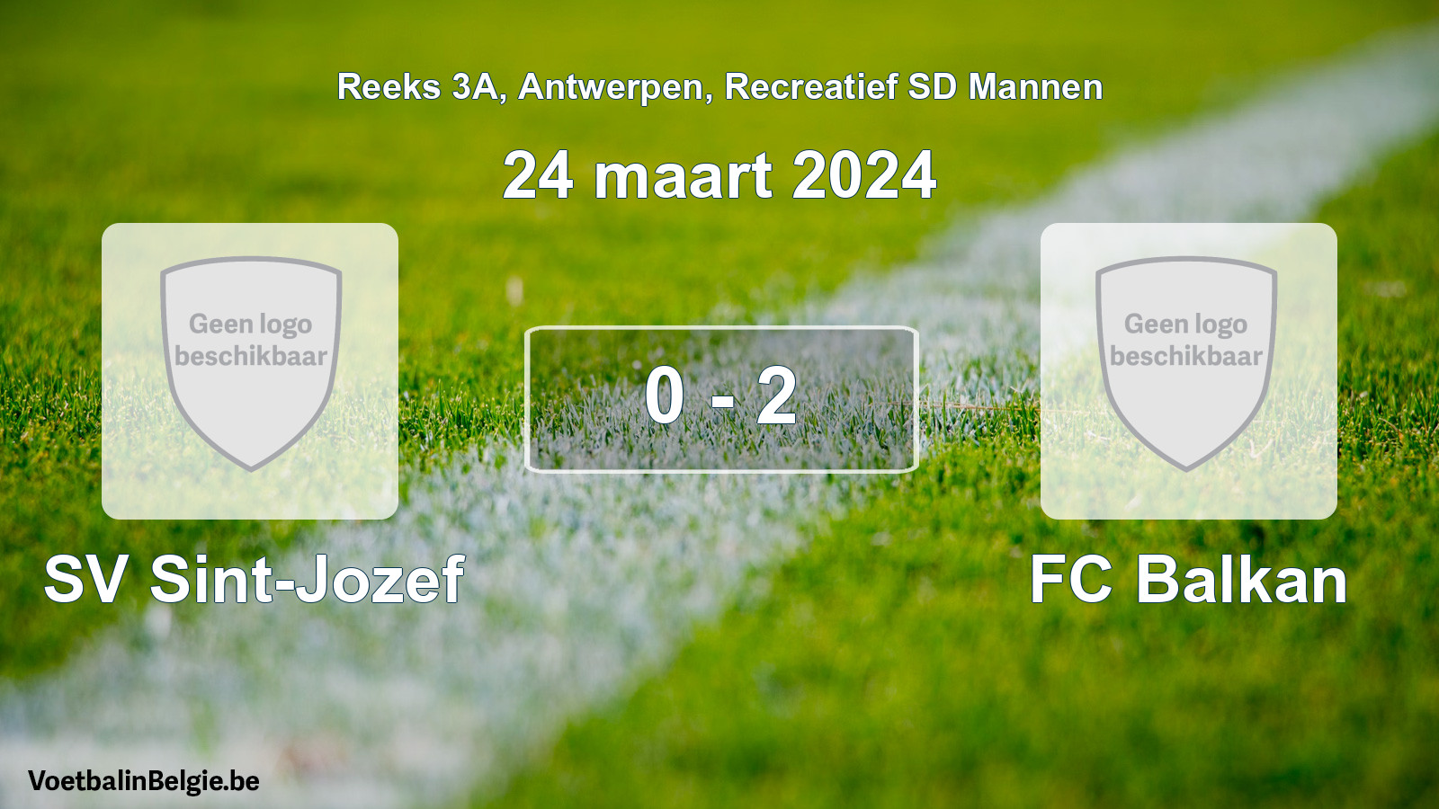 Gespeelde wedstrijd recreatiefvoetbal: SV Sint-Jozef - FC Balkan 0 - 2 (24 maart 2024)