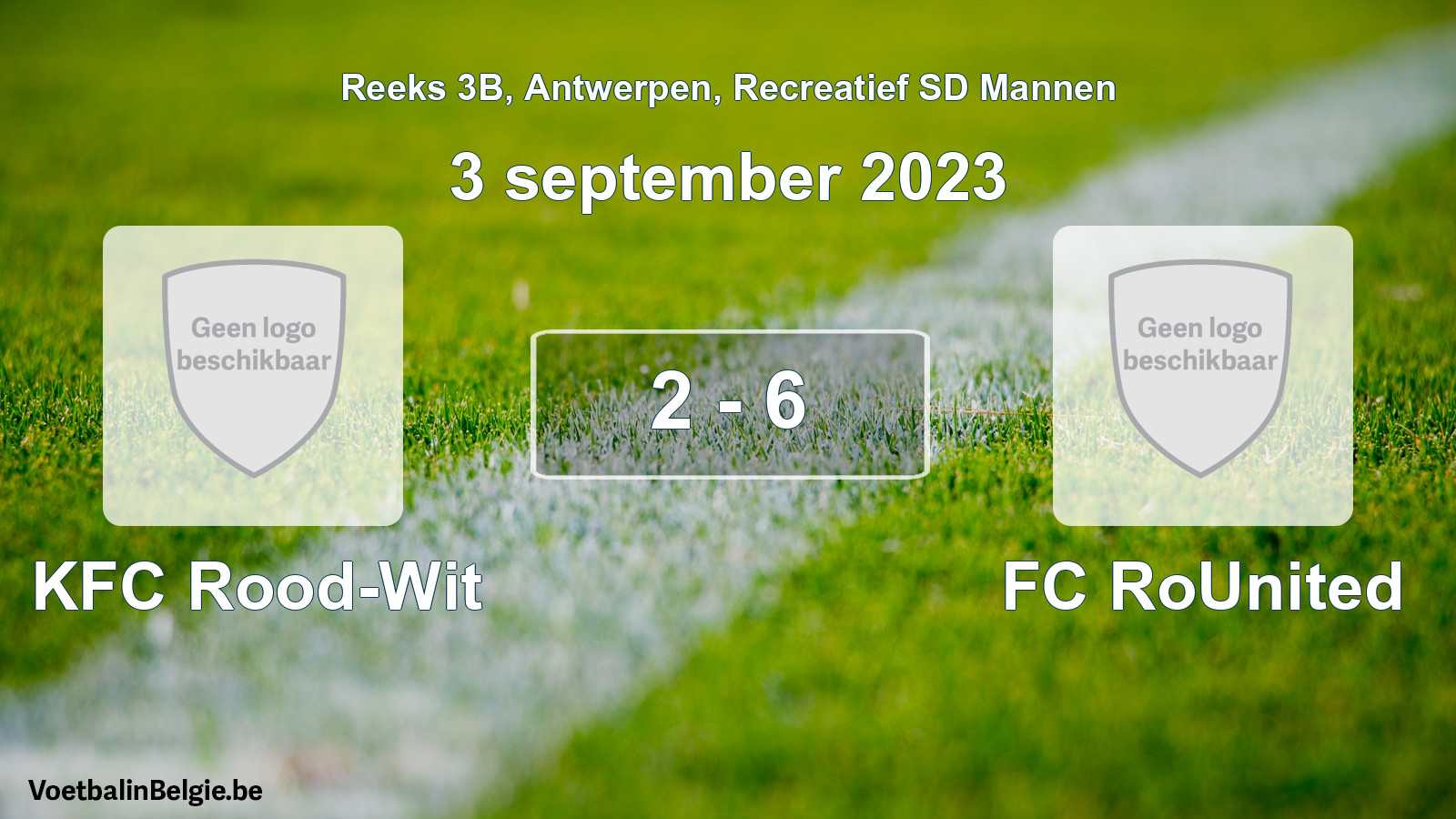 Gespeelde wedstrijd recreatiefvoetbal: KFC Rood-Wit - FC RoUnited 2 - 6 (3 september 2023)