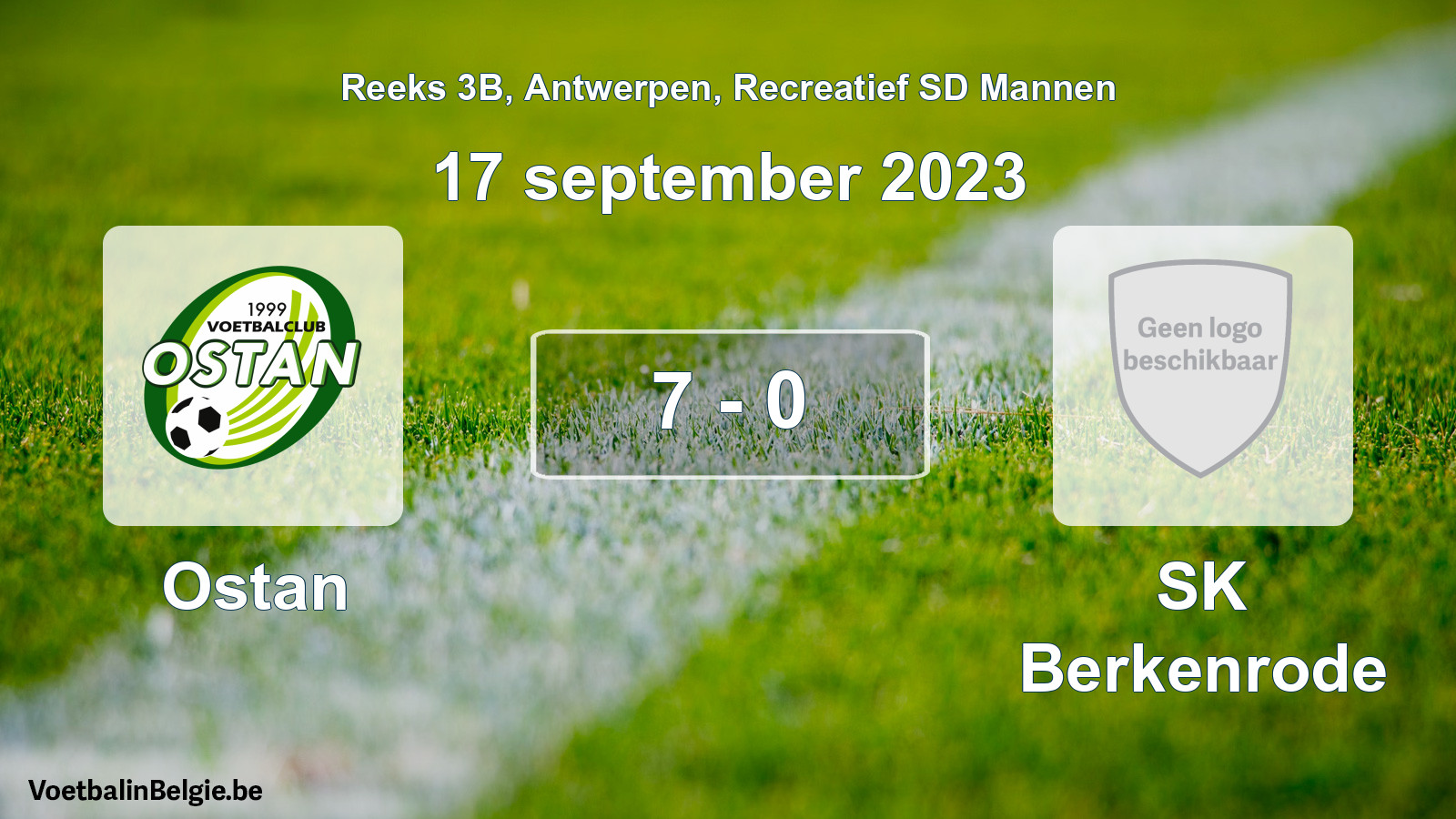 Gespeelde wedstrijd recreatiefvoetbal: Ostan - SK Berkenrode 7 - 0 (17 september 2023)