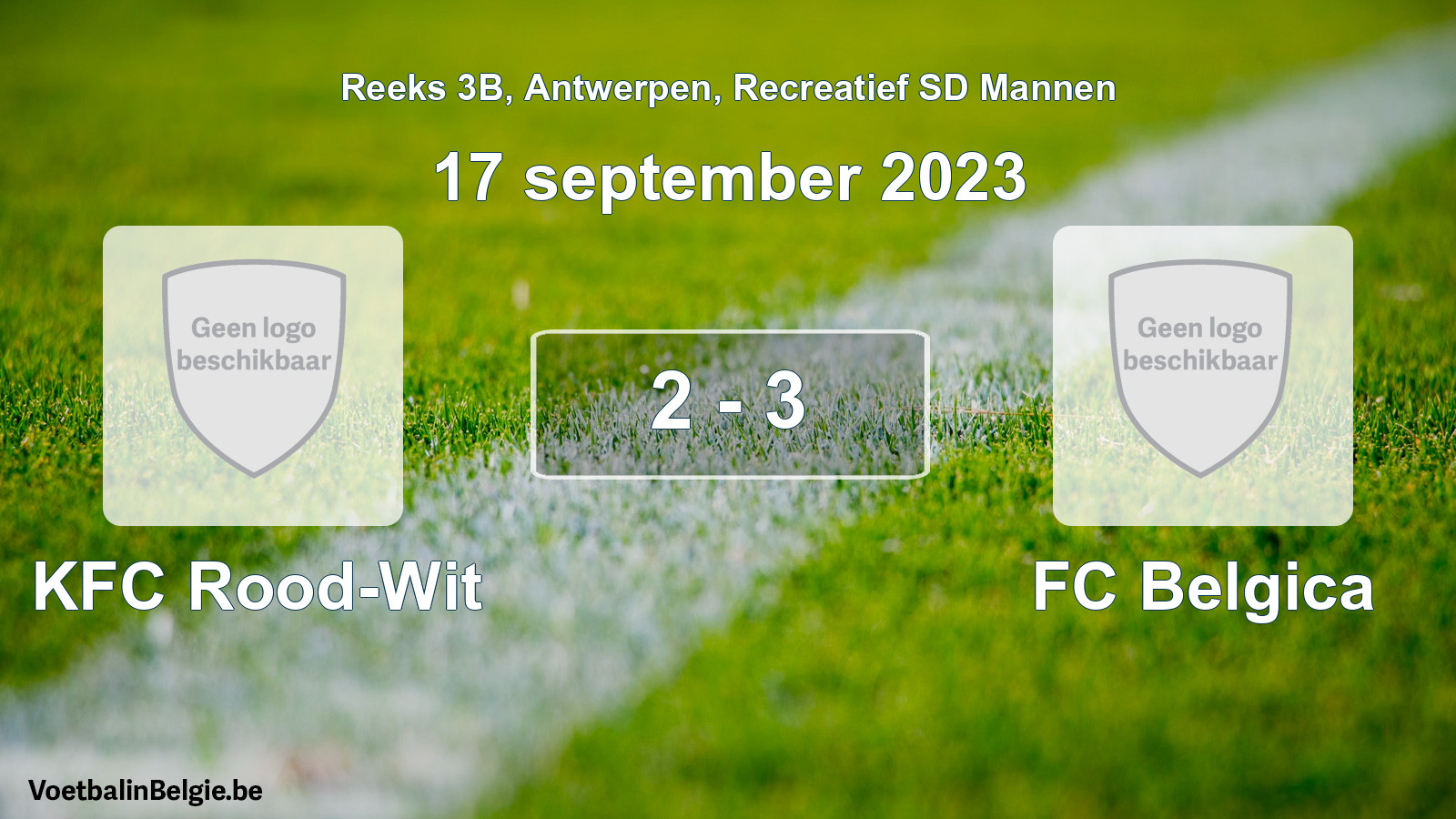 Gespeelde wedstrijd recreatiefvoetbal: KFC Rood-Wit - FC Belgica 2 - 3 (17 september 2023)