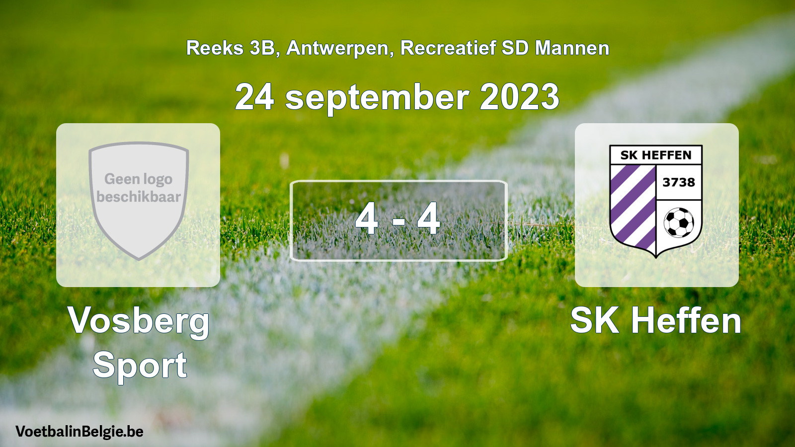 Gespeelde wedstrijd recreatiefvoetbal: Vosberg Sport - SK Heffen 4 - 4 (24 september 2023)