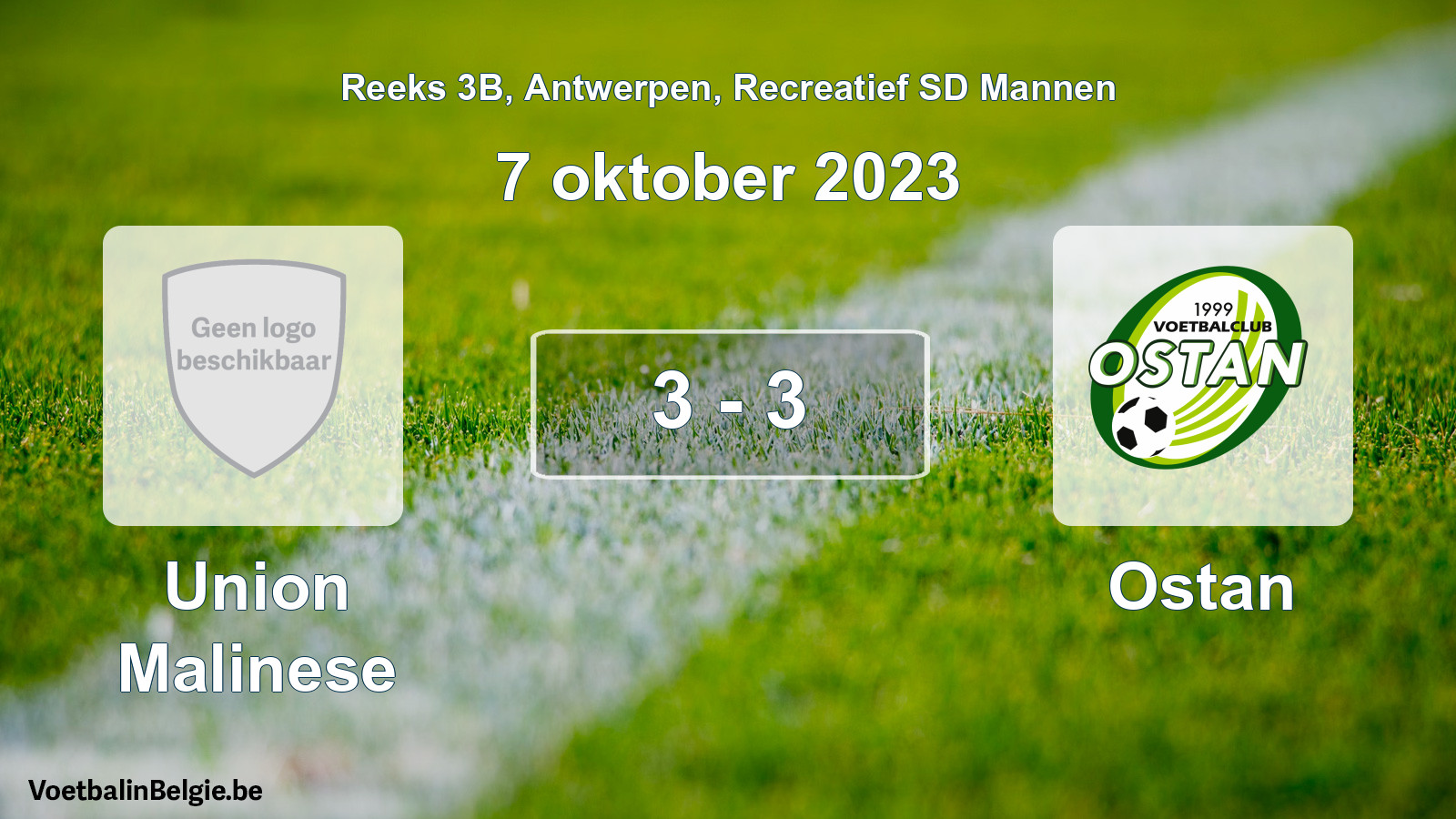 Gespeelde wedstrijd recreatiefvoetbal: Union Malinese - Ostan 3 - 3 (7 oktober 2023)