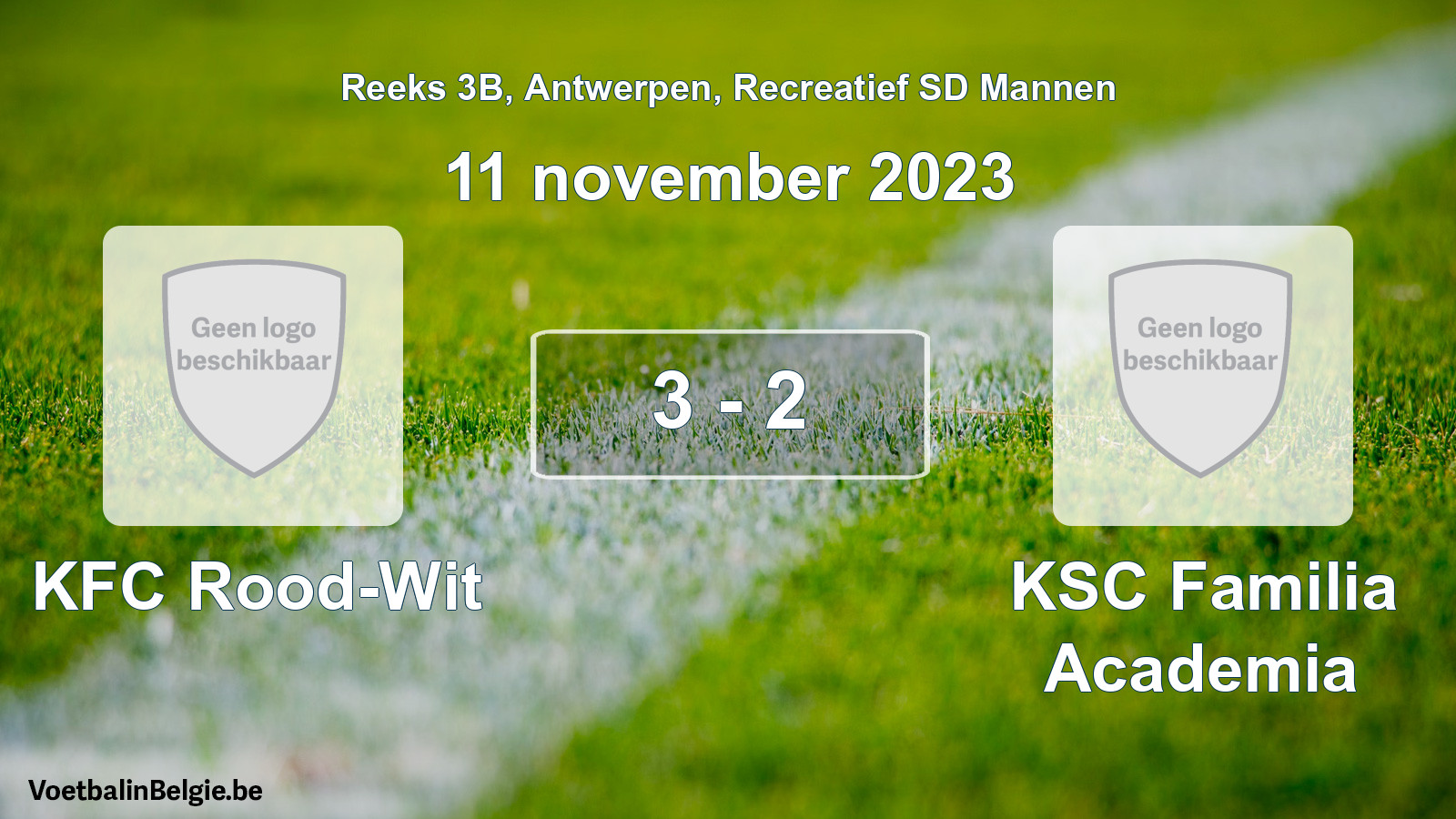 Gespeelde wedstrijd recreatiefvoetbal: KFC Rood-Wit - KSC Familia Academia 3 - 2 (11 november 2023)