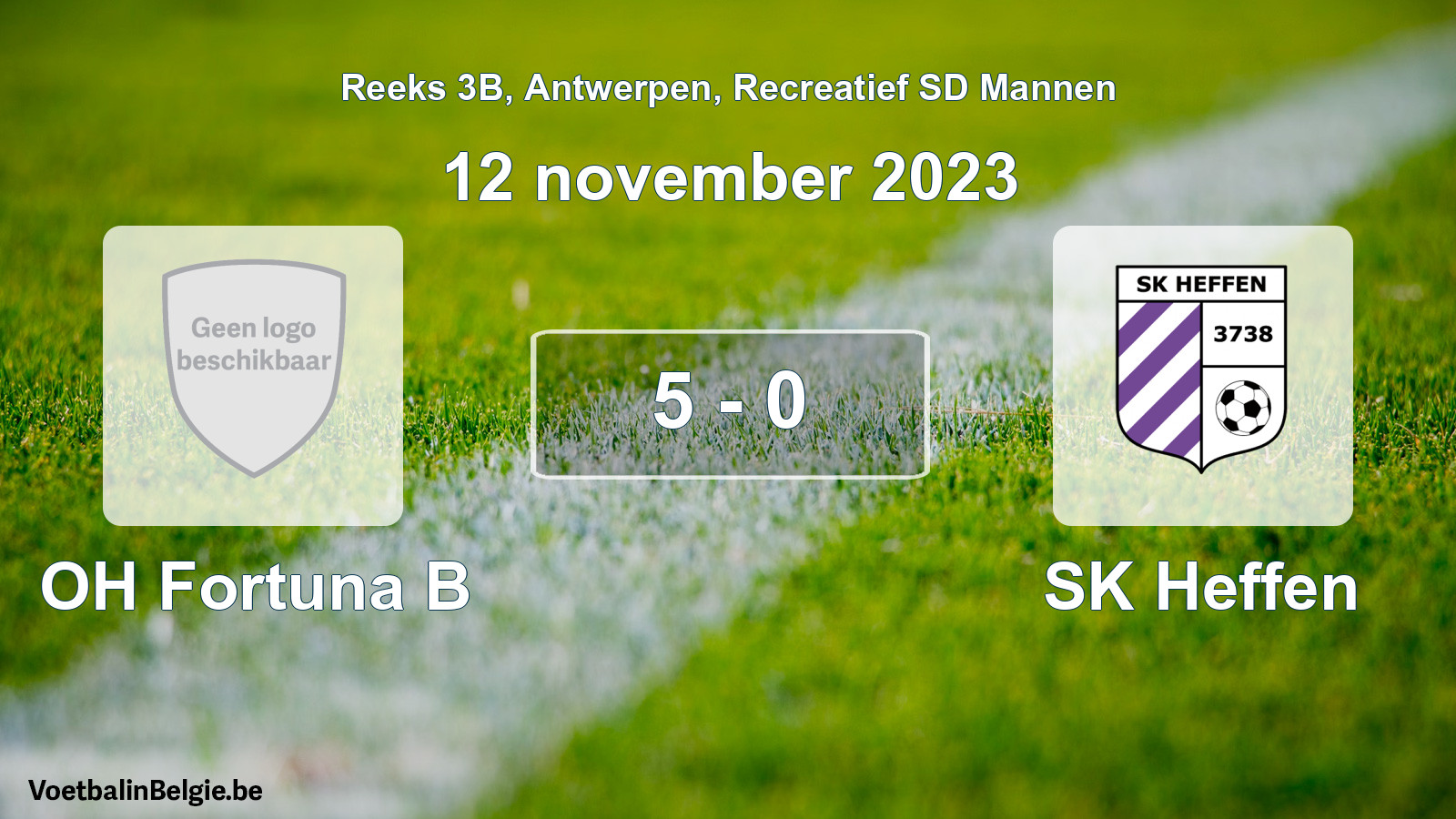 Gespeelde wedstrijd recreatiefvoetbal: OH Fortuna B - SK Heffen 5 - 0 (12 november 2023)
