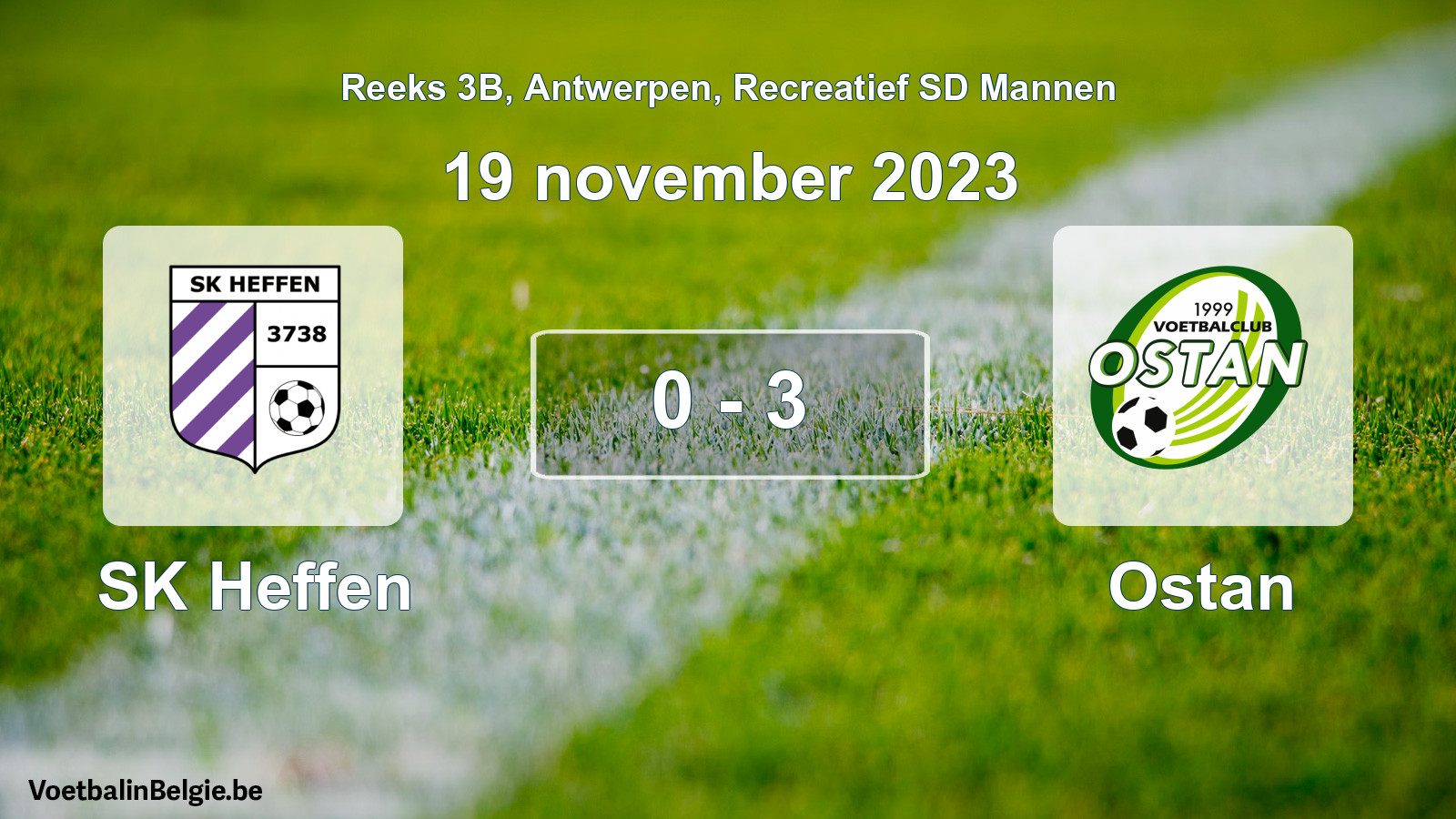 Gespeelde wedstrijd recreatiefvoetbal: SK Heffen - Ostan 0 - 3 (19 november 2023)