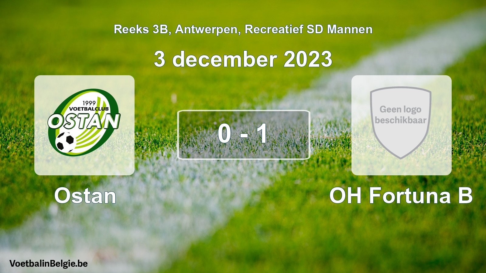 Gespeelde wedstrijd recreatiefvoetbal: Ostan - OH Fortuna B 0 - 1 (3 december 2023)